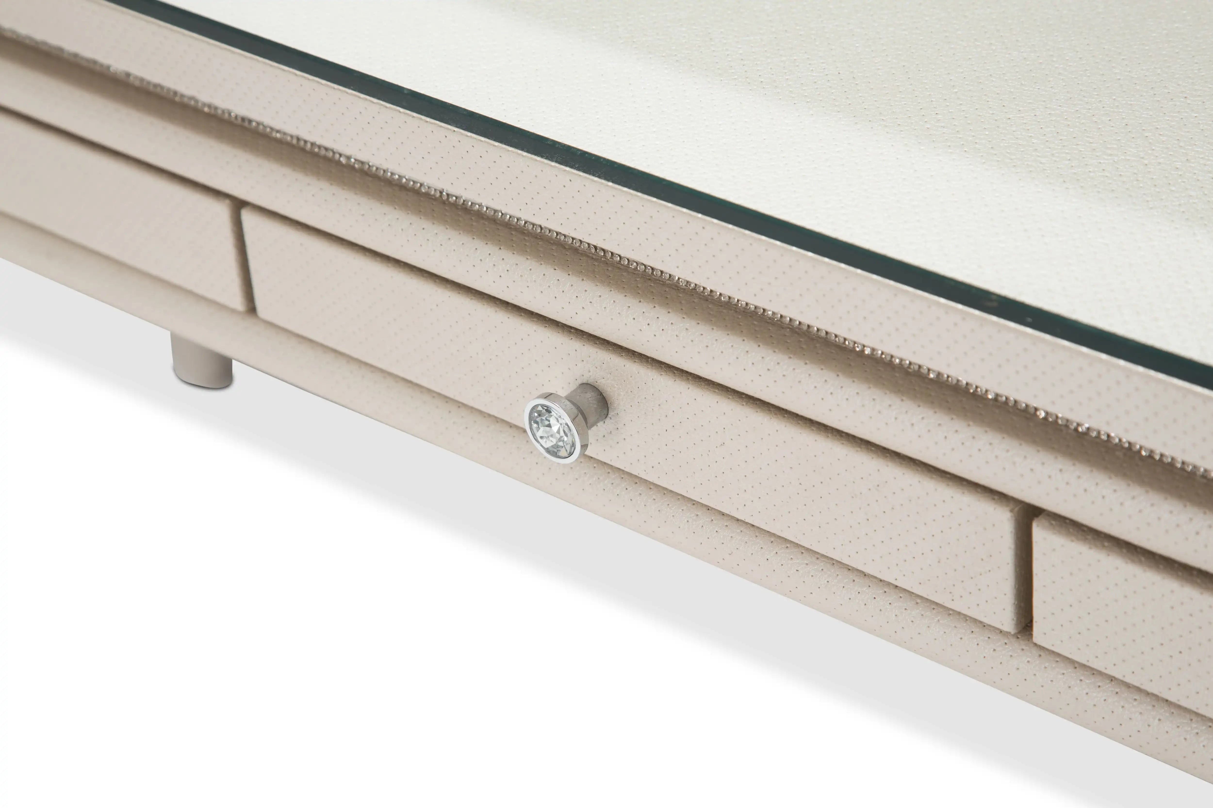 Glimmering Heights - Writing Desk With Glass Top - Ivory