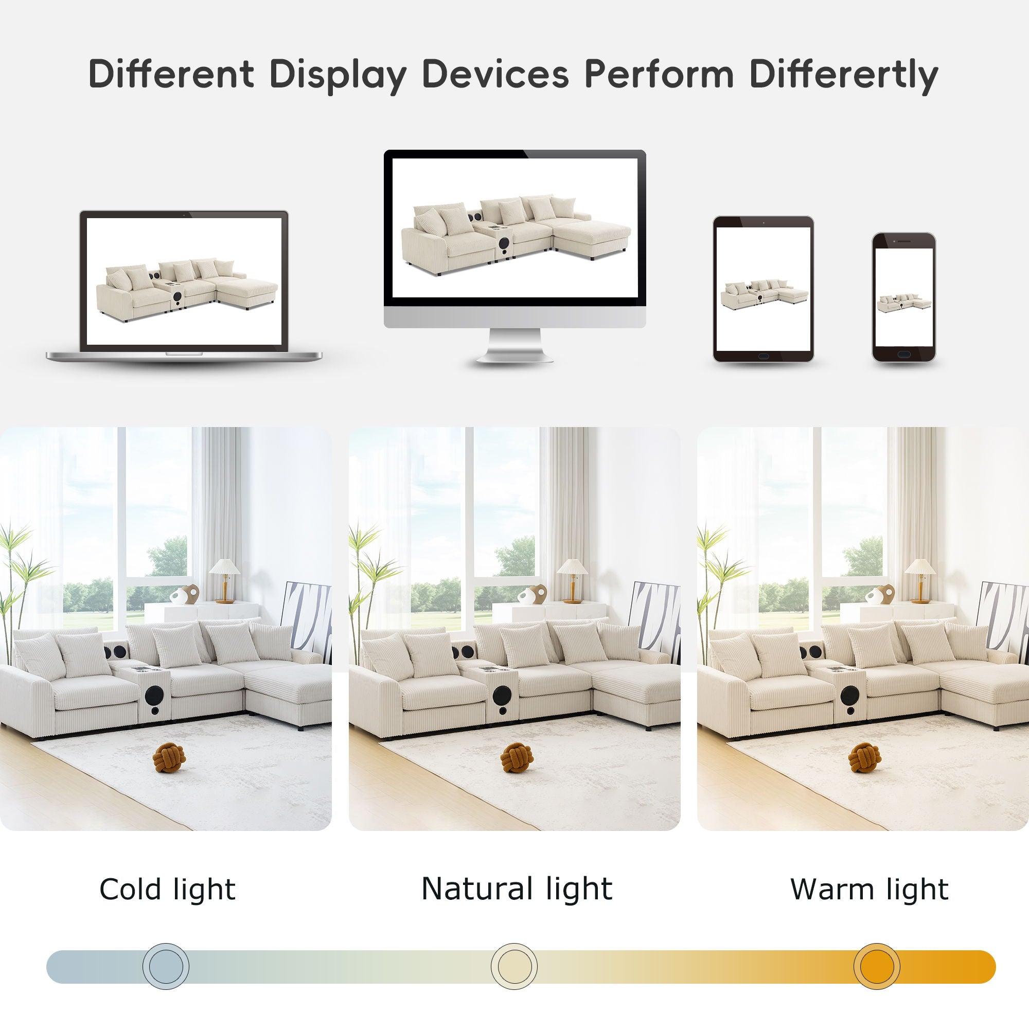 Sectional With Bluetooth Speakers L Shaped Couch With Console USB Charger, Cup Holders Storage Ottoman Deep And Wide Seat Cloud Sofa - Best Buy Furniture