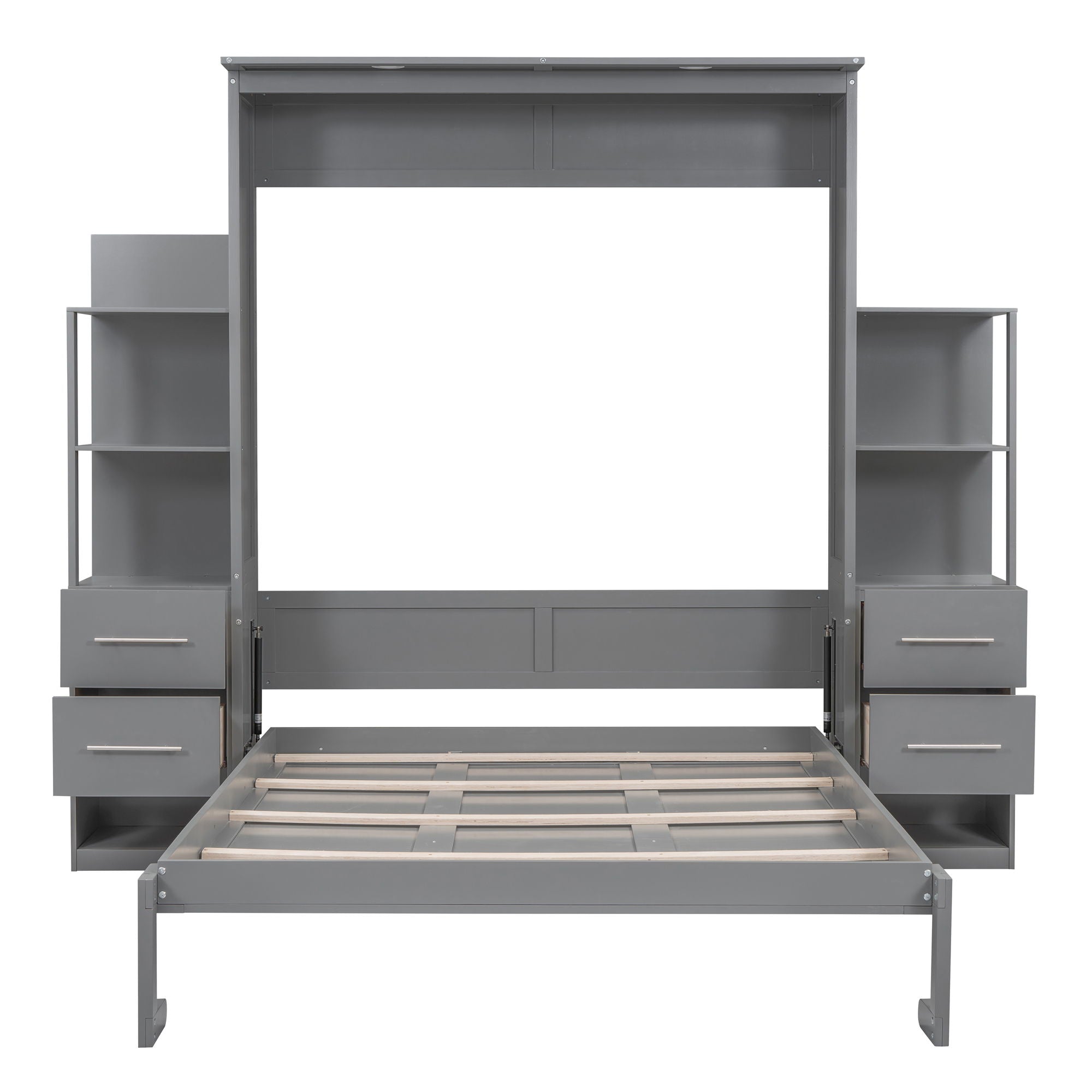 Murphy Wall Bed With Shelves, Drawers And LED Lights
