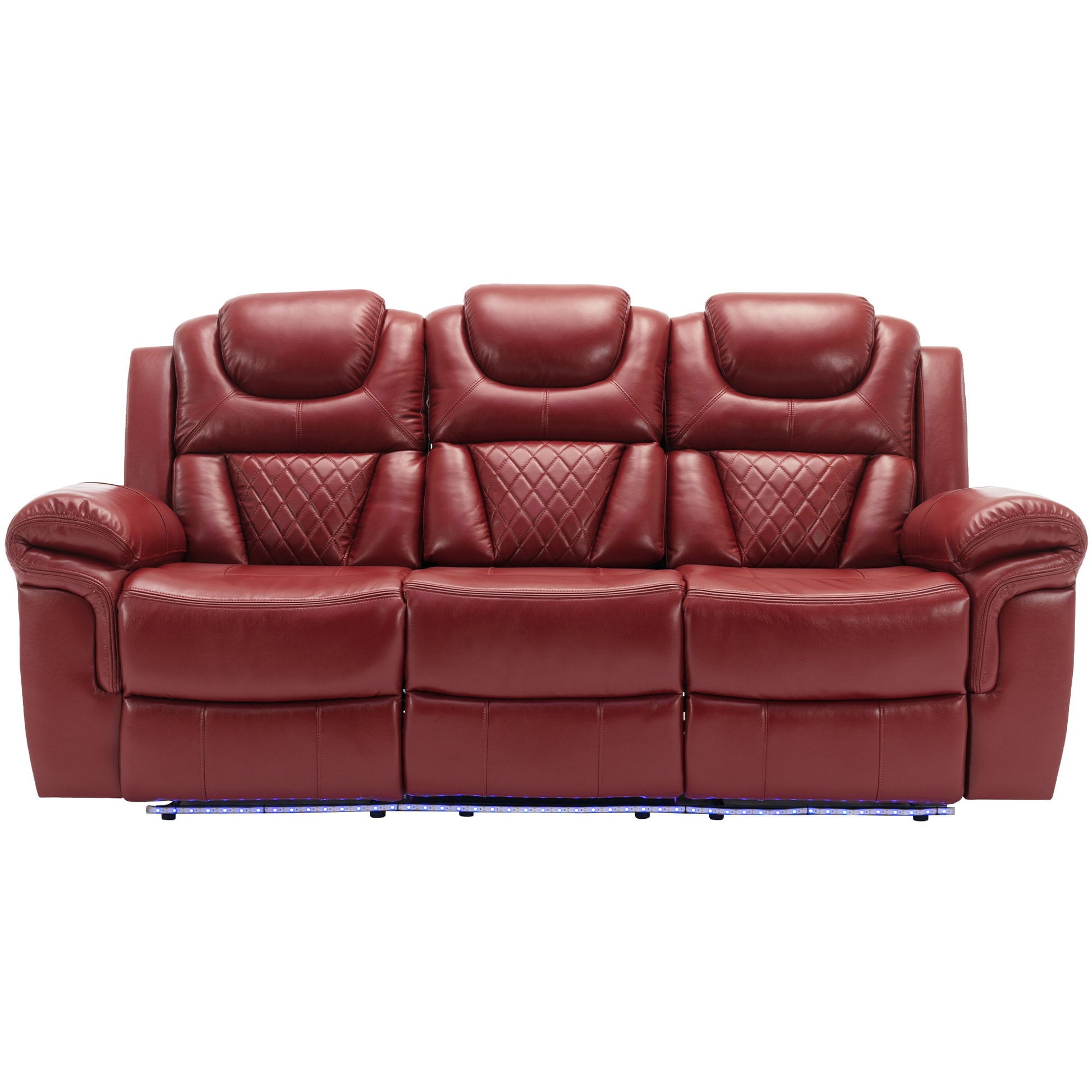 3 Pieces Recliner Sofa Sets Home Theater Seating Manual Recliner Chair With Center Console And LED Light Strip For Living Room - Best Buy Furniture