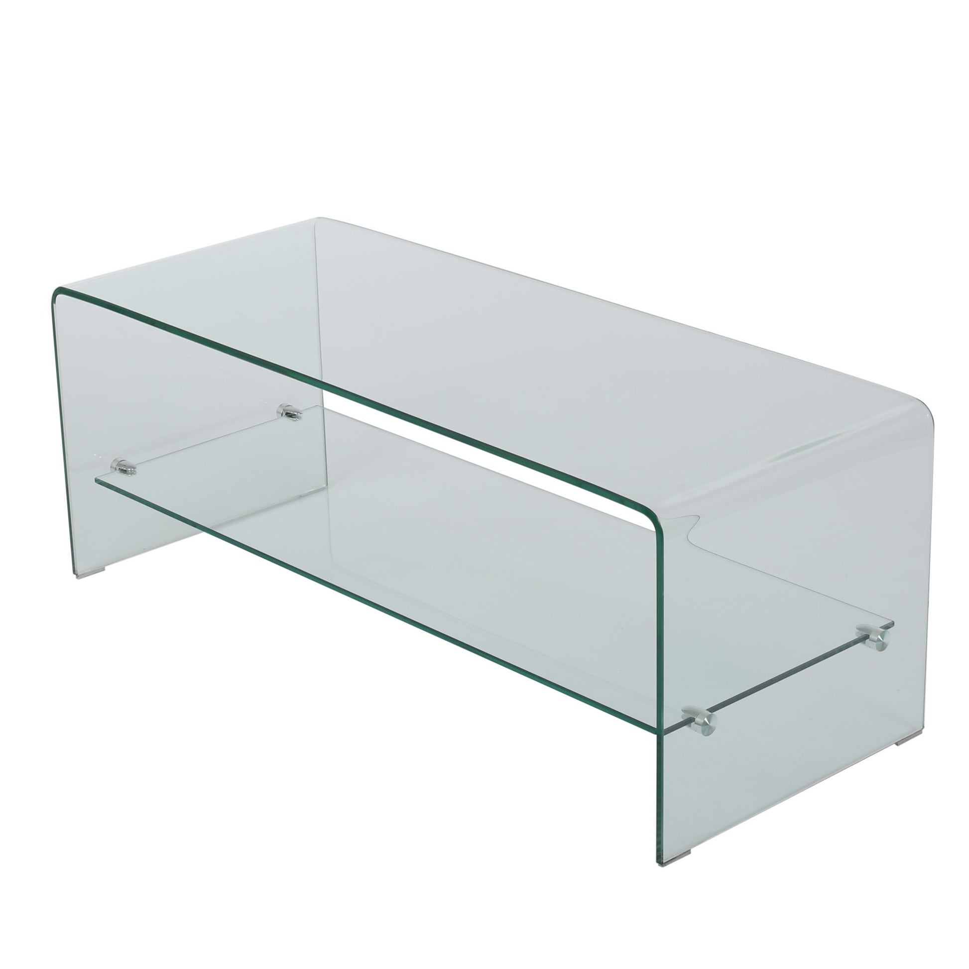 Modern Tempered Glass TV Stand With Shelf And Open Back Design - Clear - Best Buy Furniture