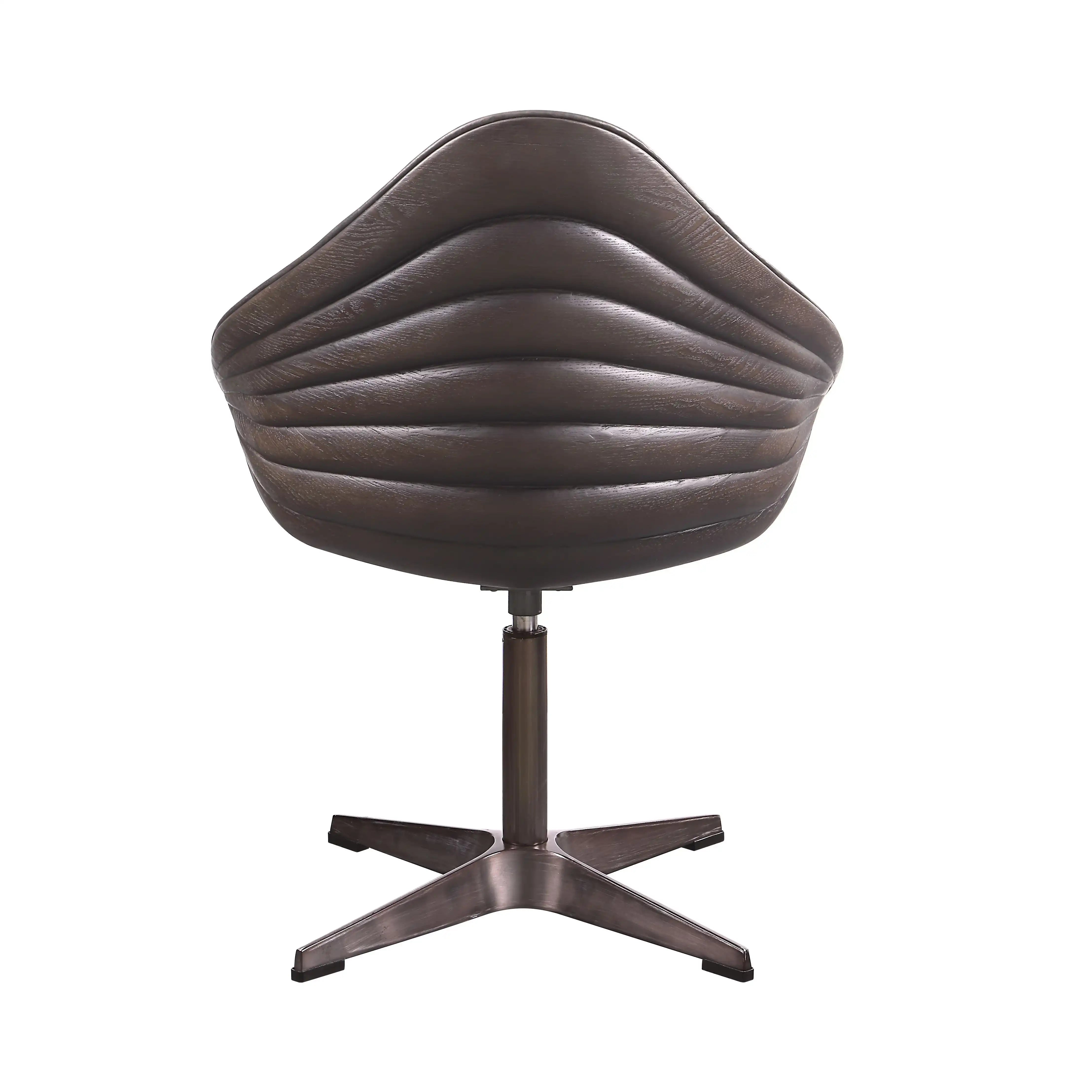 Pipino - Top Grain Leather Accent Chair With Swivel - Antique Ebony - Best Buy Furniture