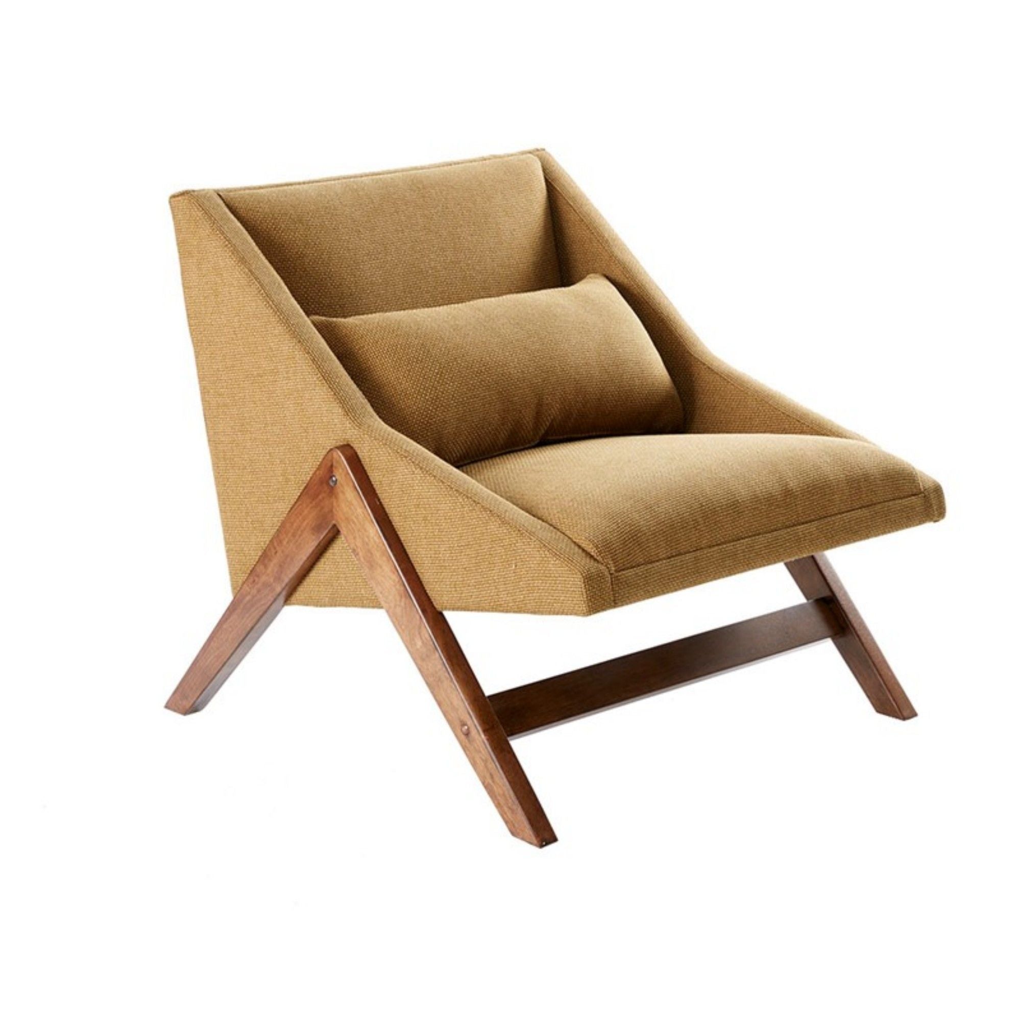 Boomerang - Accent Chair - Mustard Yellow / Pecan
