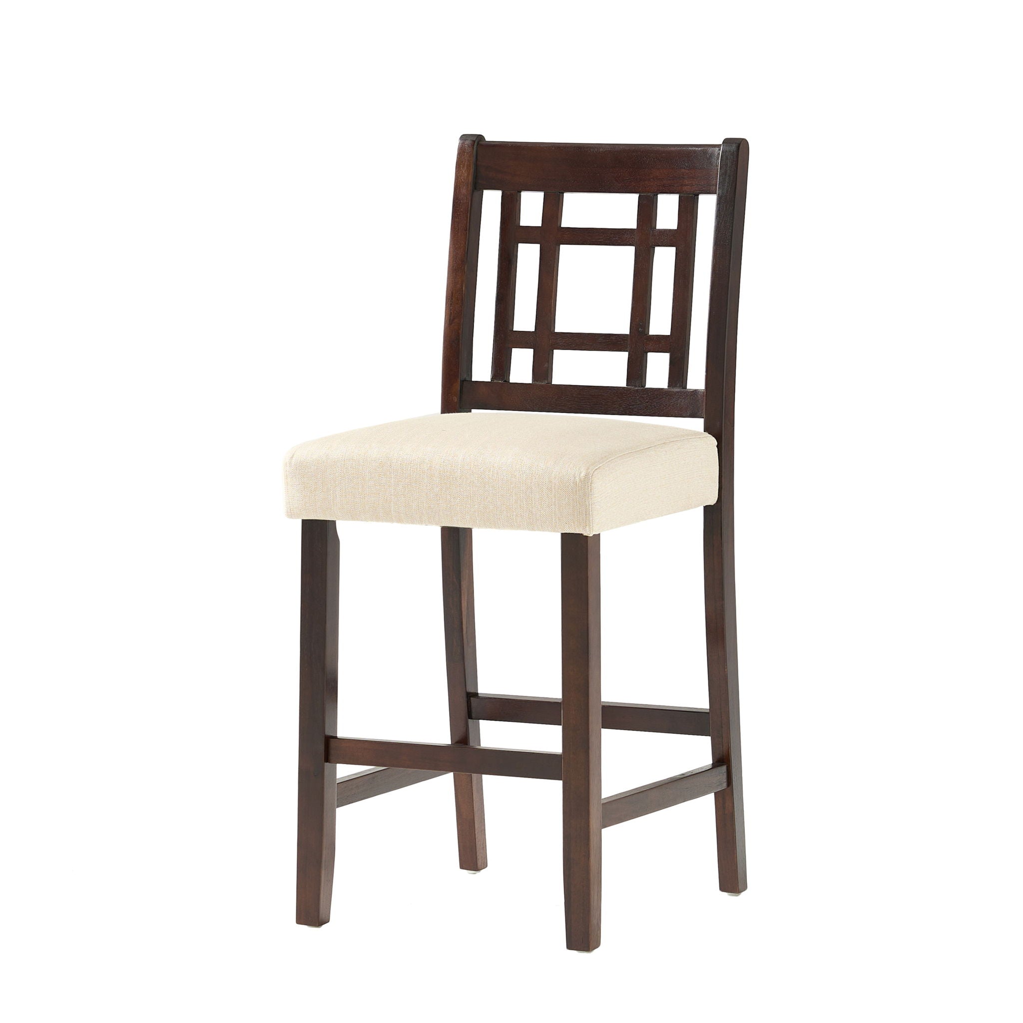 Upholstered Dining Chairs, Modern Dining Room Chairs For Dining Room Kitchen With Acacia Wood Legs (Set of 2) - Mahogany / Beige