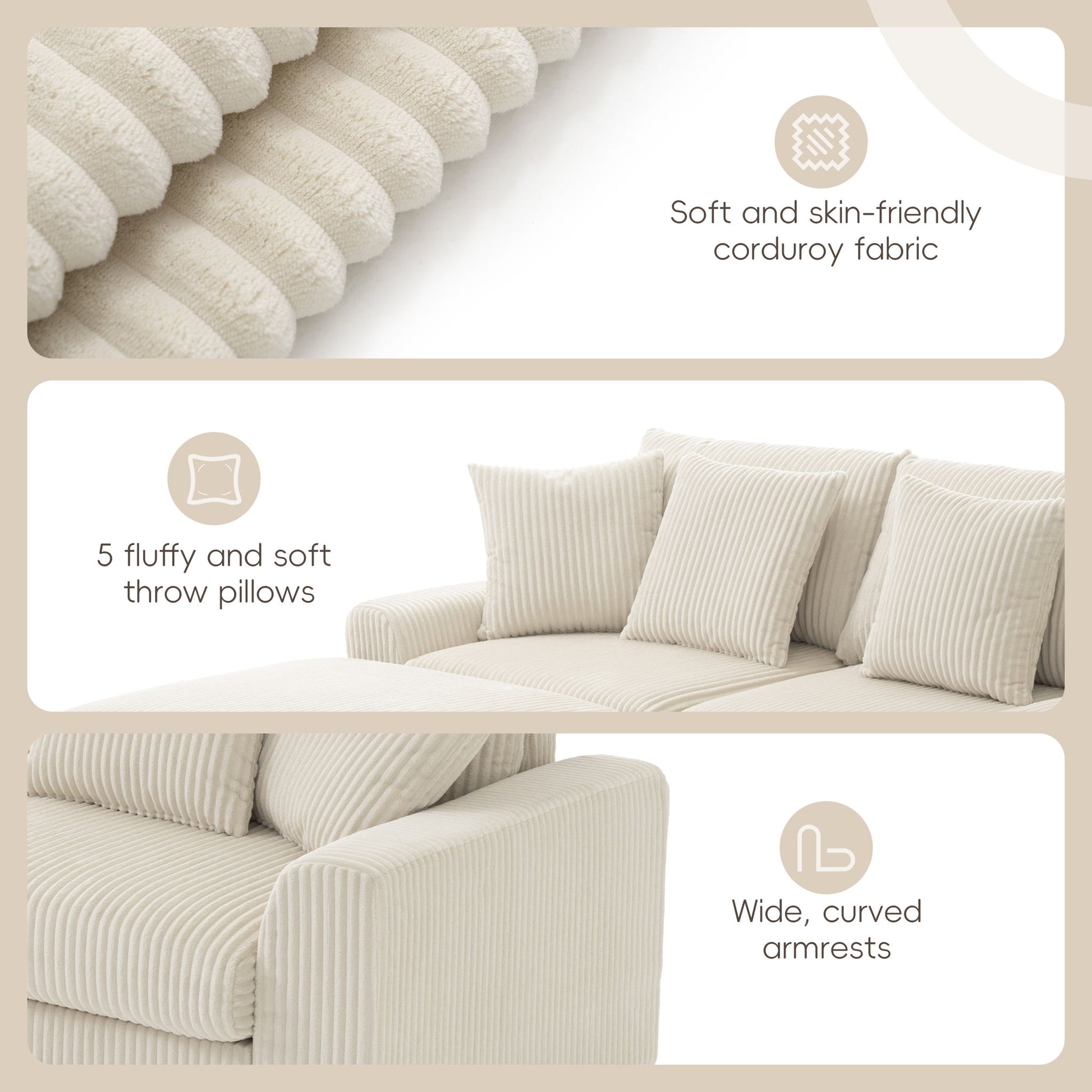 Sectional With Bluetooth Speakers L Shaped Couch With Console USB Charger, Cup Holders Storage Ottoman Deep And Wide Seat Cloud Sofa - Best Buy Furniture