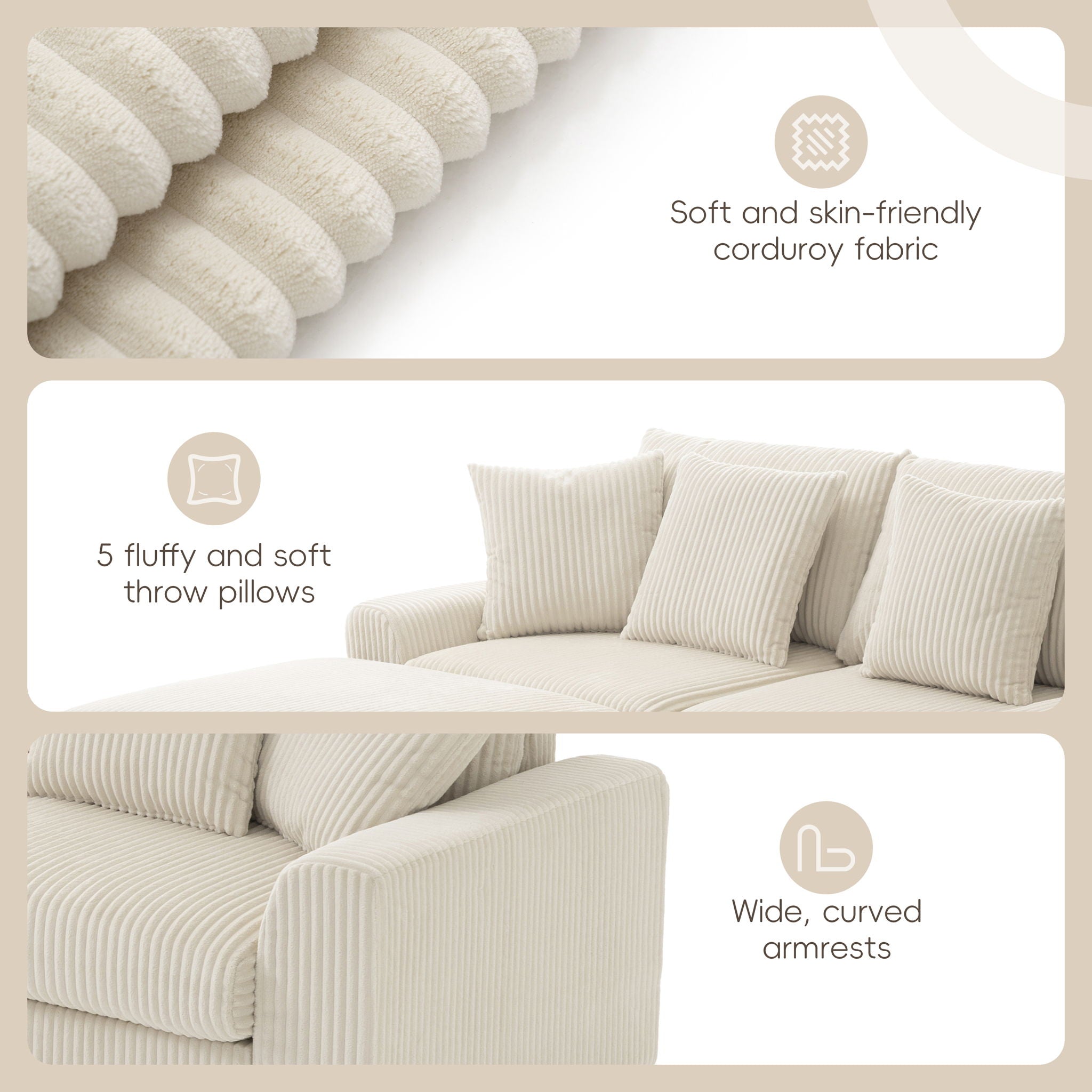 Sectional With Bluetooth Speakers L Shaped Couch With Console USB Charger, Cup Holders Storage Ottoman Deep And Wide Seat Cloud Sofa - Best Buy Furniture