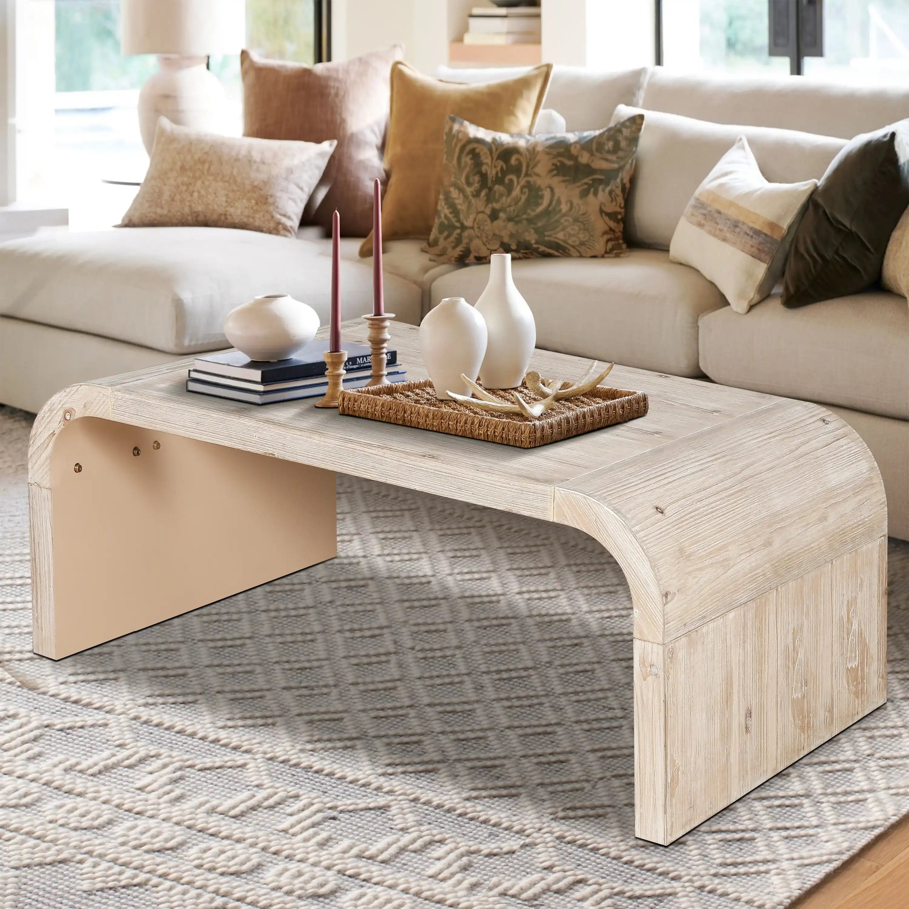Haisley Coffee Table Curved Art Deco Design