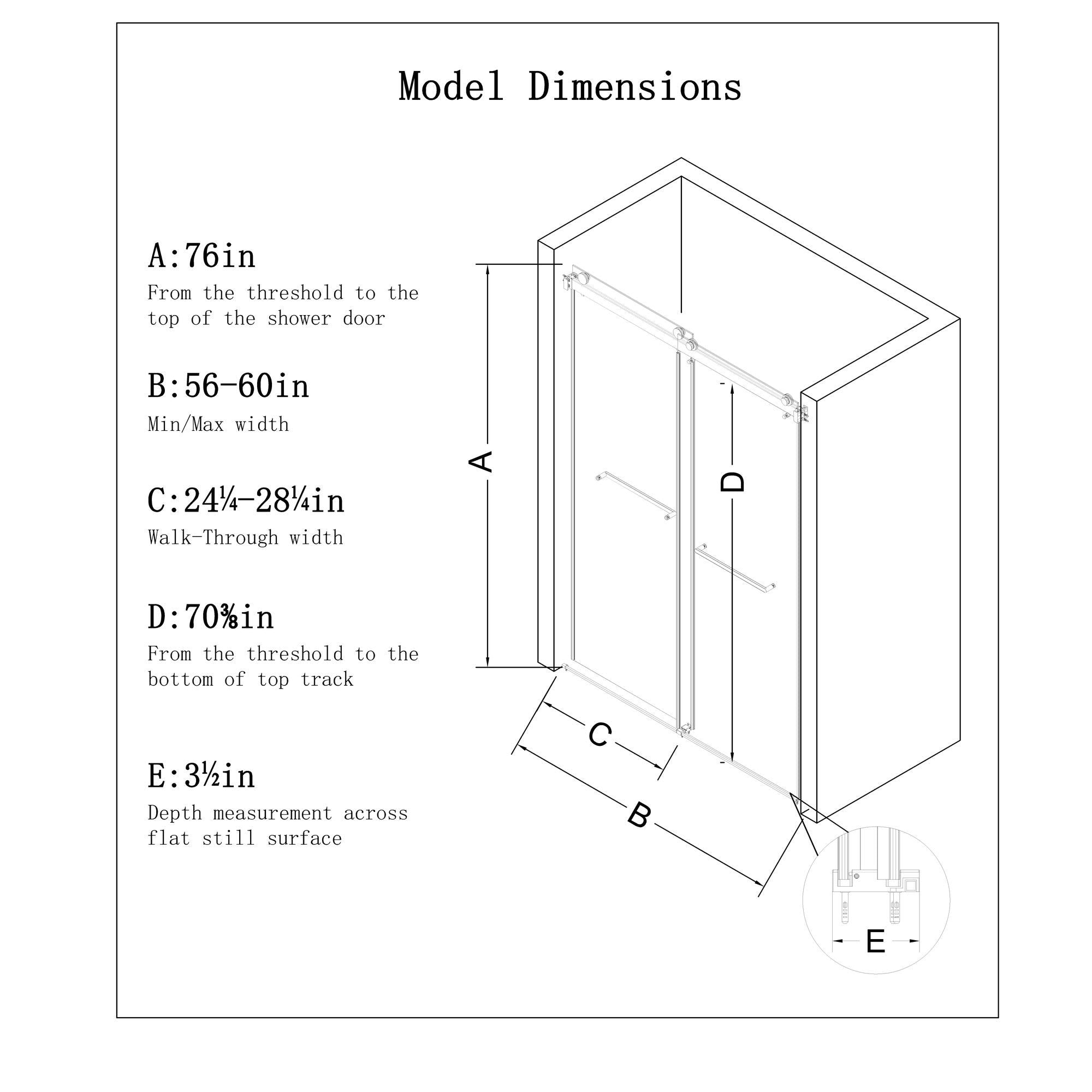 Frameless Double Sliding Soft Close Bathtub Shower Door, 5 / 16" Clear Nano Coated Tempered Glass And 304 Stainless Steel Handle - Matte Black