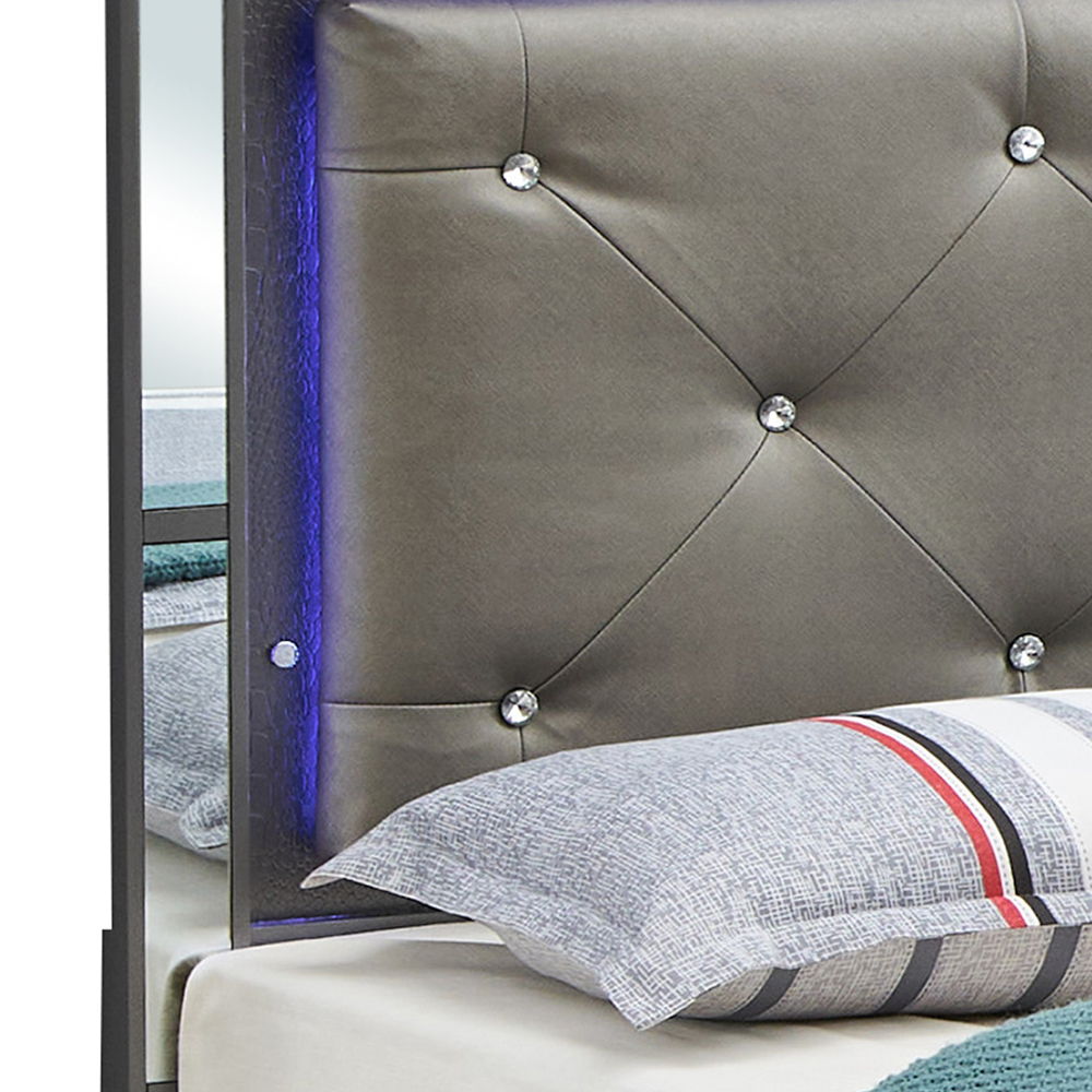 Bed With LED Light Accents Headboard