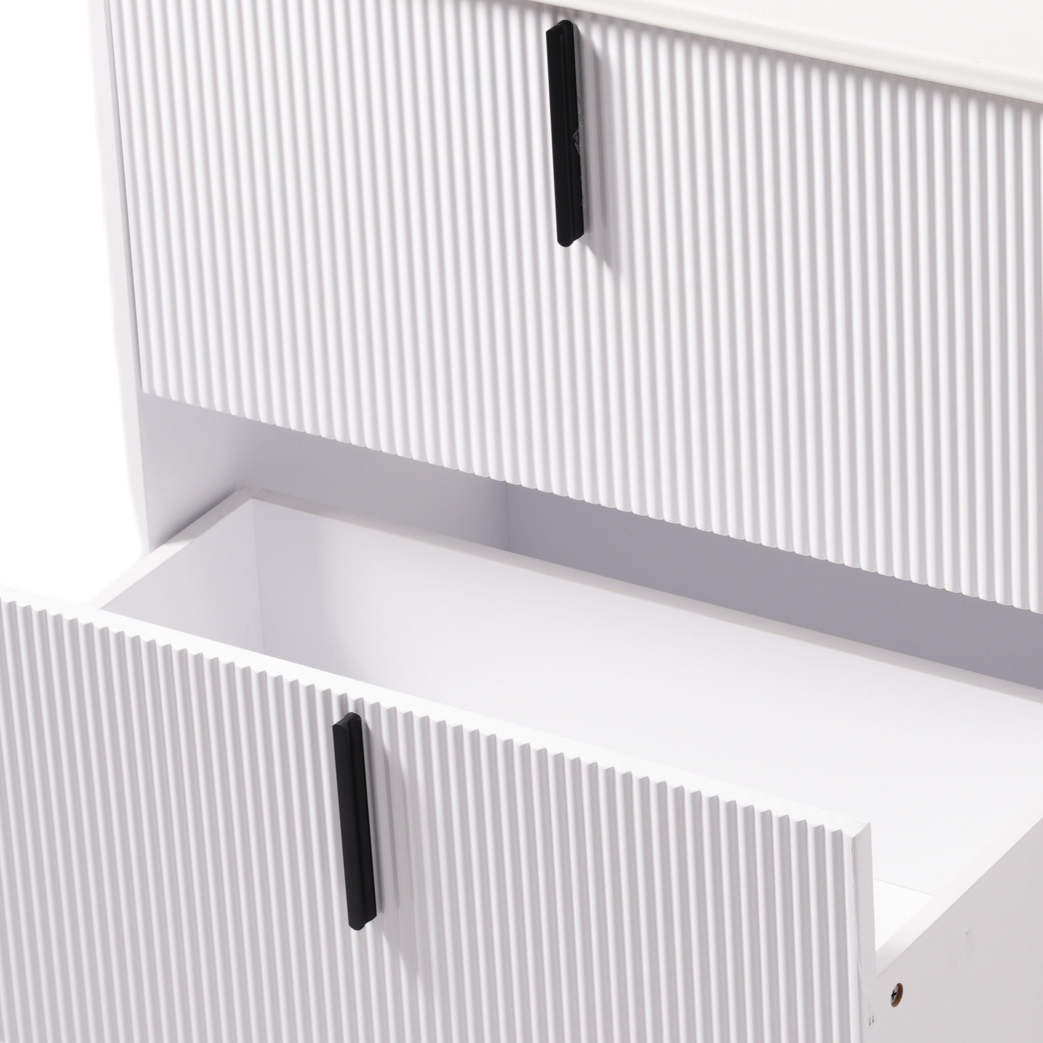 Bathroom Vanity With Ceramic Sink, Fluted Design