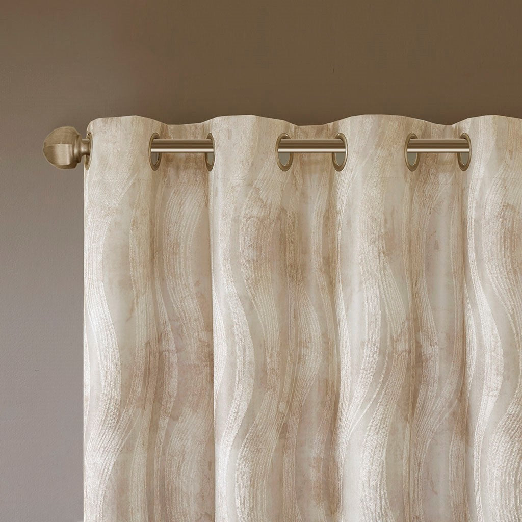 Printed Jacquard Grommet Top Total Blackout Curtain Panel