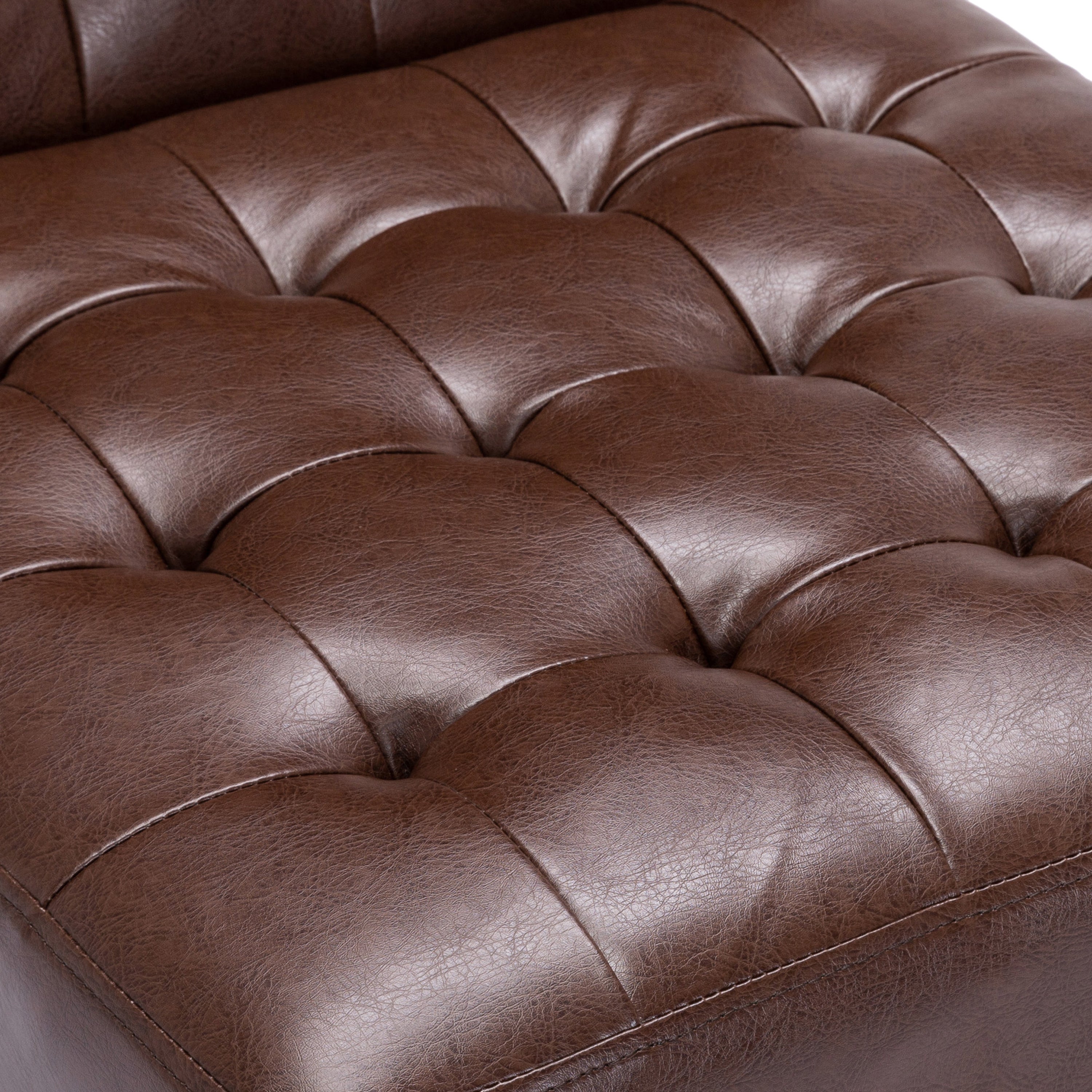 Contemporary Dark Brown Accent Chair with Tufted Waffle Stitch and PU Upholstery