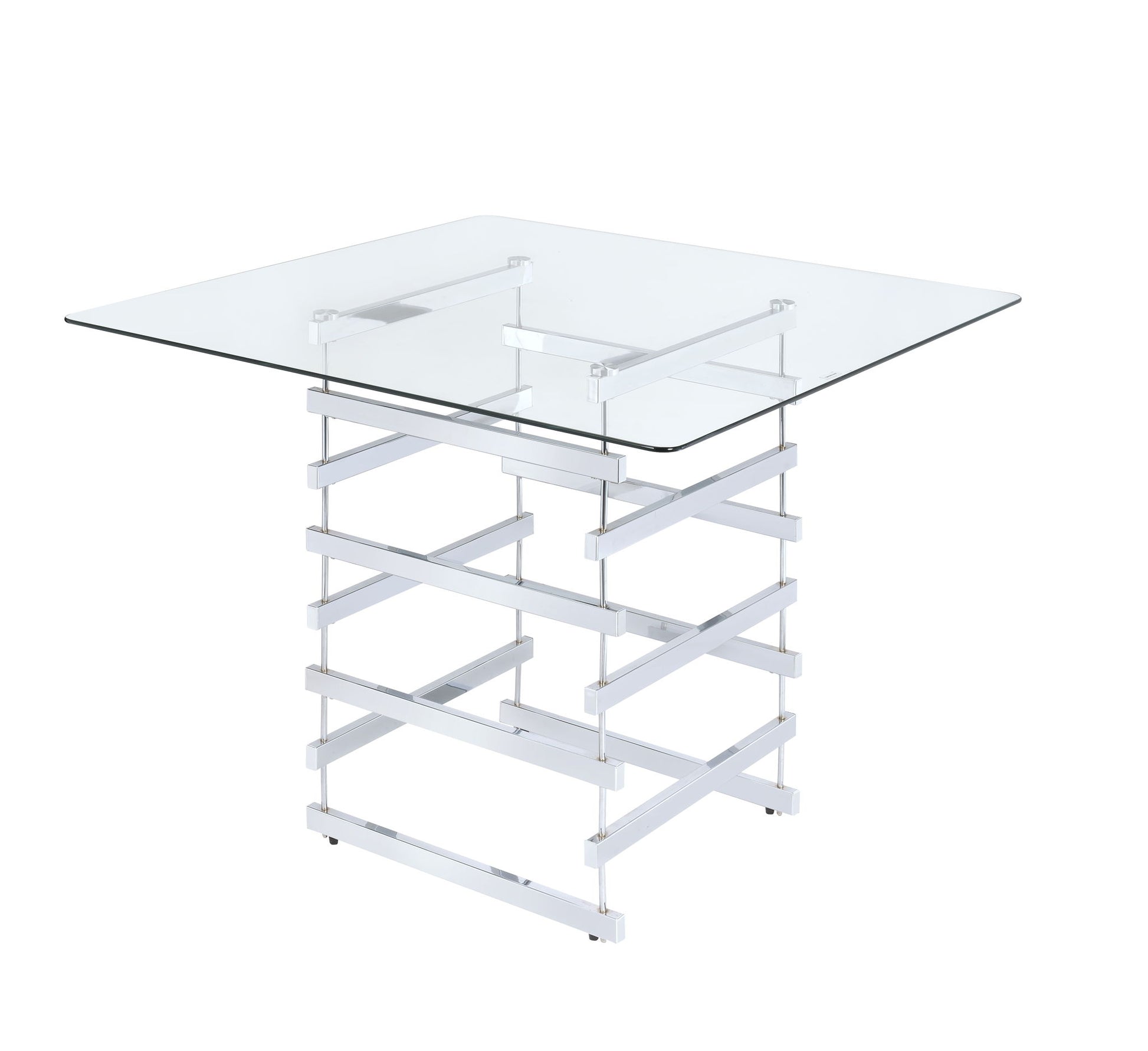 Nadie - Clear Glass Top Counter Height Table - Chrome - Best Buy Furniture