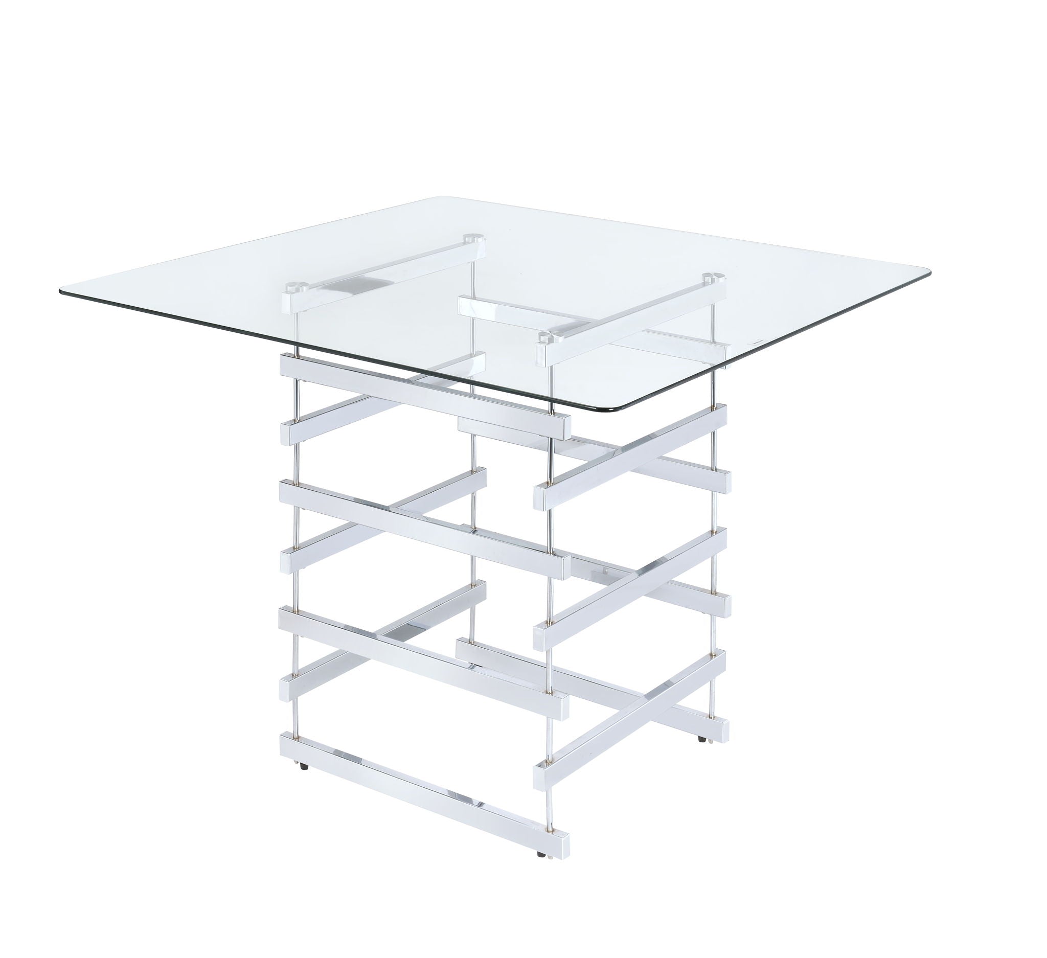 Nadie - Clear Glass Top Counter Height Table - Chrome - Best Buy Furniture