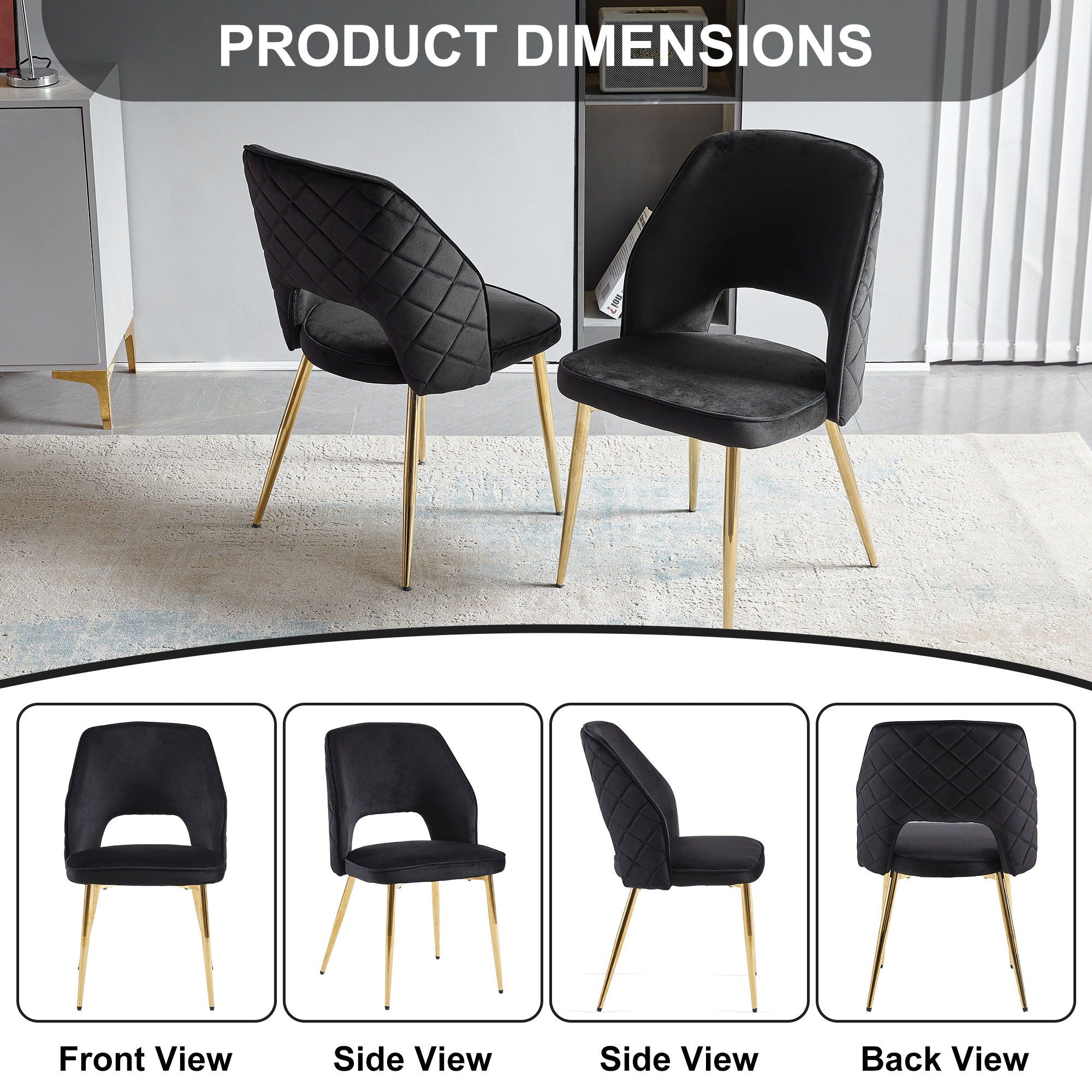 Velvet Dining Chairs With Metal Legs And Hollow Back Upholstered Dining Chairs - Best Buy Furniture