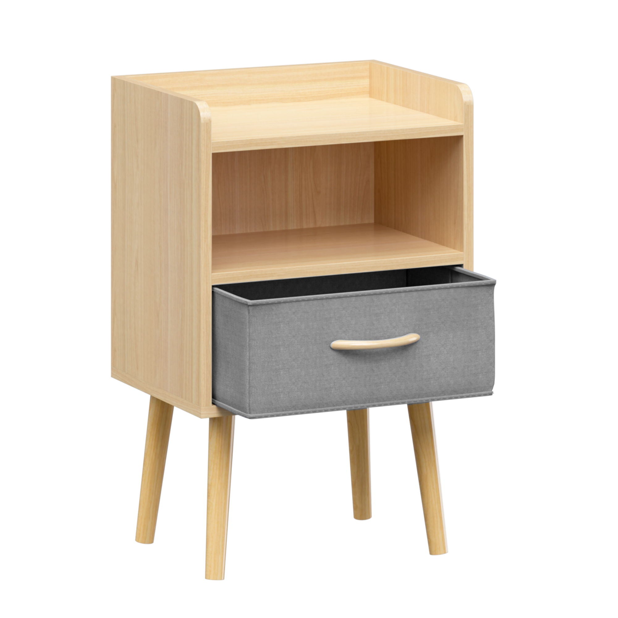 Nightstand With Collapsible Drawer, 2 Tier Storage End Table For Bedroom