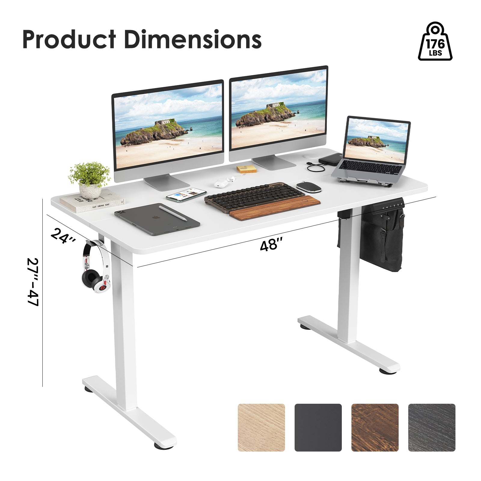 STARY Electric Standing Desk Adjustable Height White - Best Buy Furniture