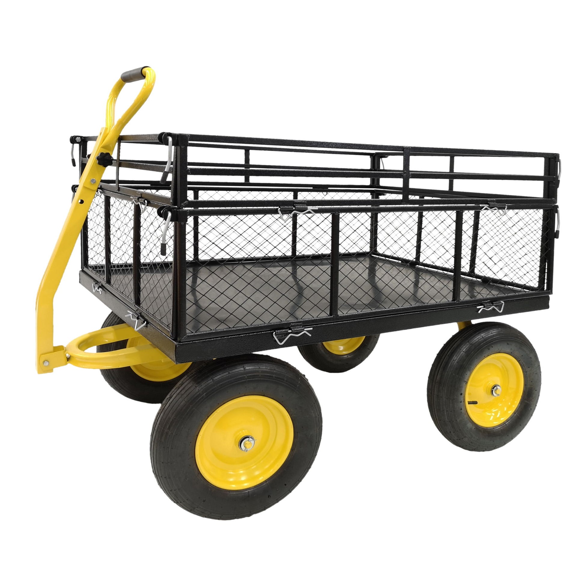 Steel Garden Cart, Heavy Duty 1400 Lbs Capacity, With Removable Mesh Sides To Convert Into Flatbed, Utility Metal Wagon With 2-In-1 Handle And 16 In Tires, Perfect For Garden, Farm, Yard - Black - Best Buy Furniture