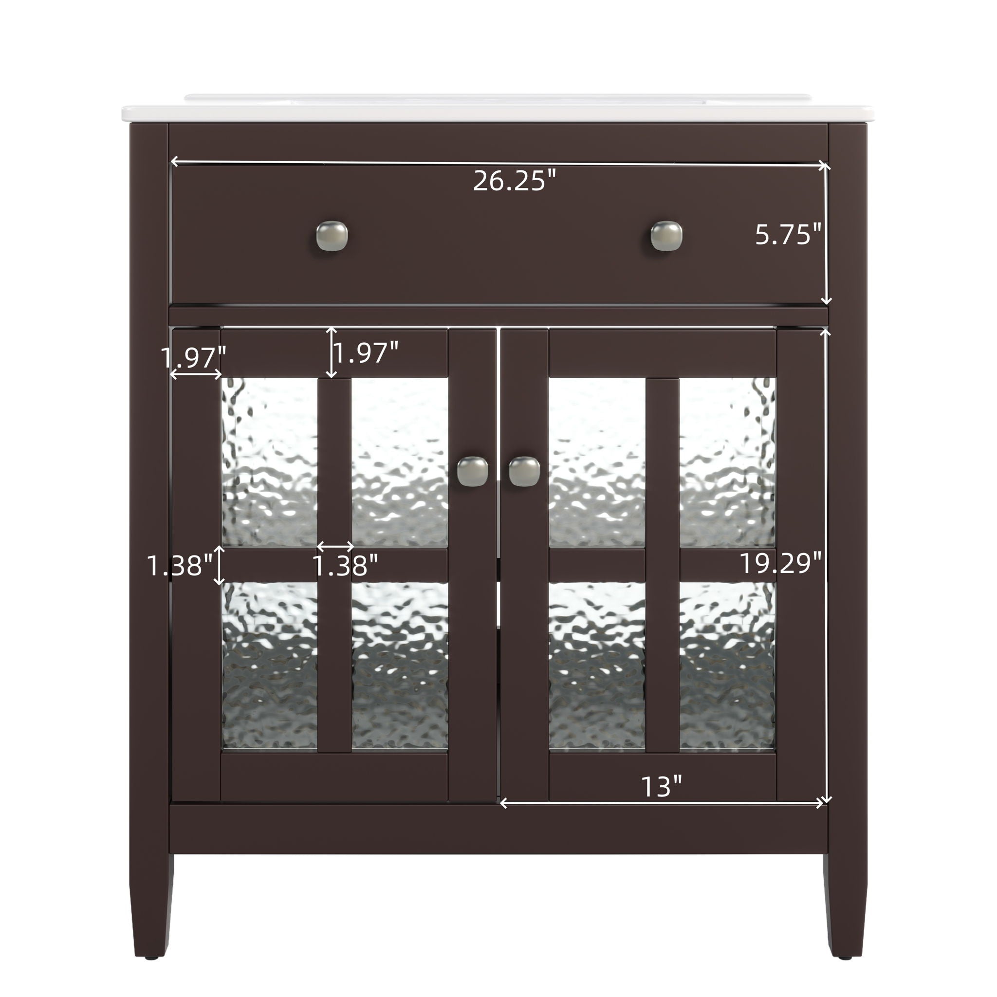 Bathroom Vanity With Ceramic Sink, Adjustable Shelf & Tip Out Tray