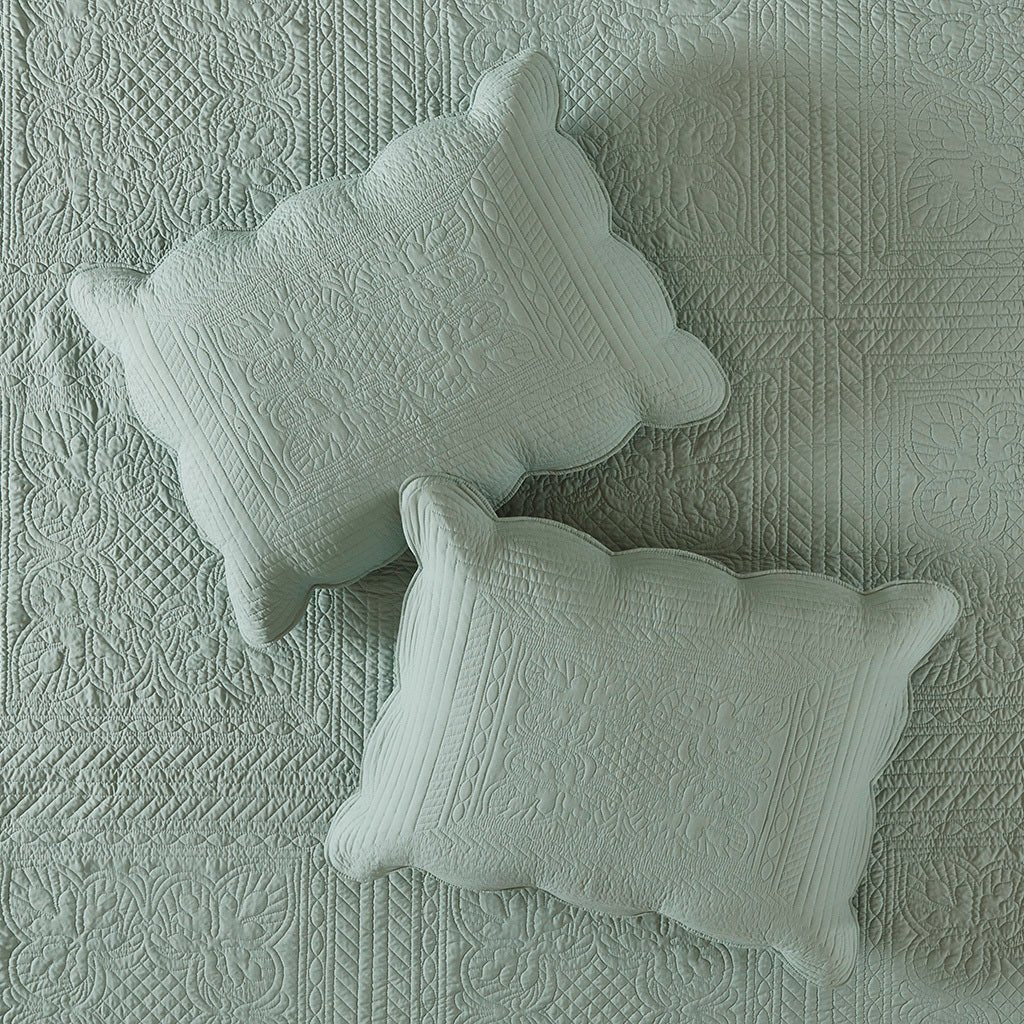 3 Pc Antimicrobial Seafoam Reversible Microfiber Quilt Set