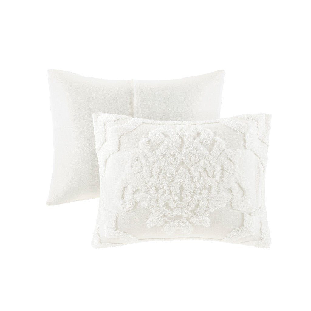 3 piece tufted cotton chenille damask duvet cover set king - off white - Tuesday Morning - Duvet Covers