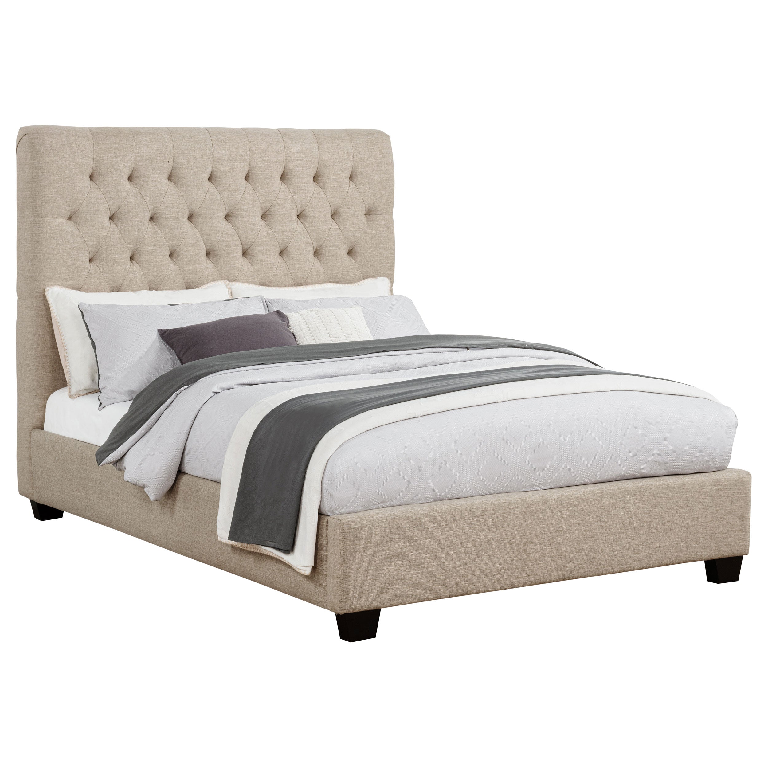 Chloe Upholstered Full Panel Bed Oatmeal-CoasterEssence