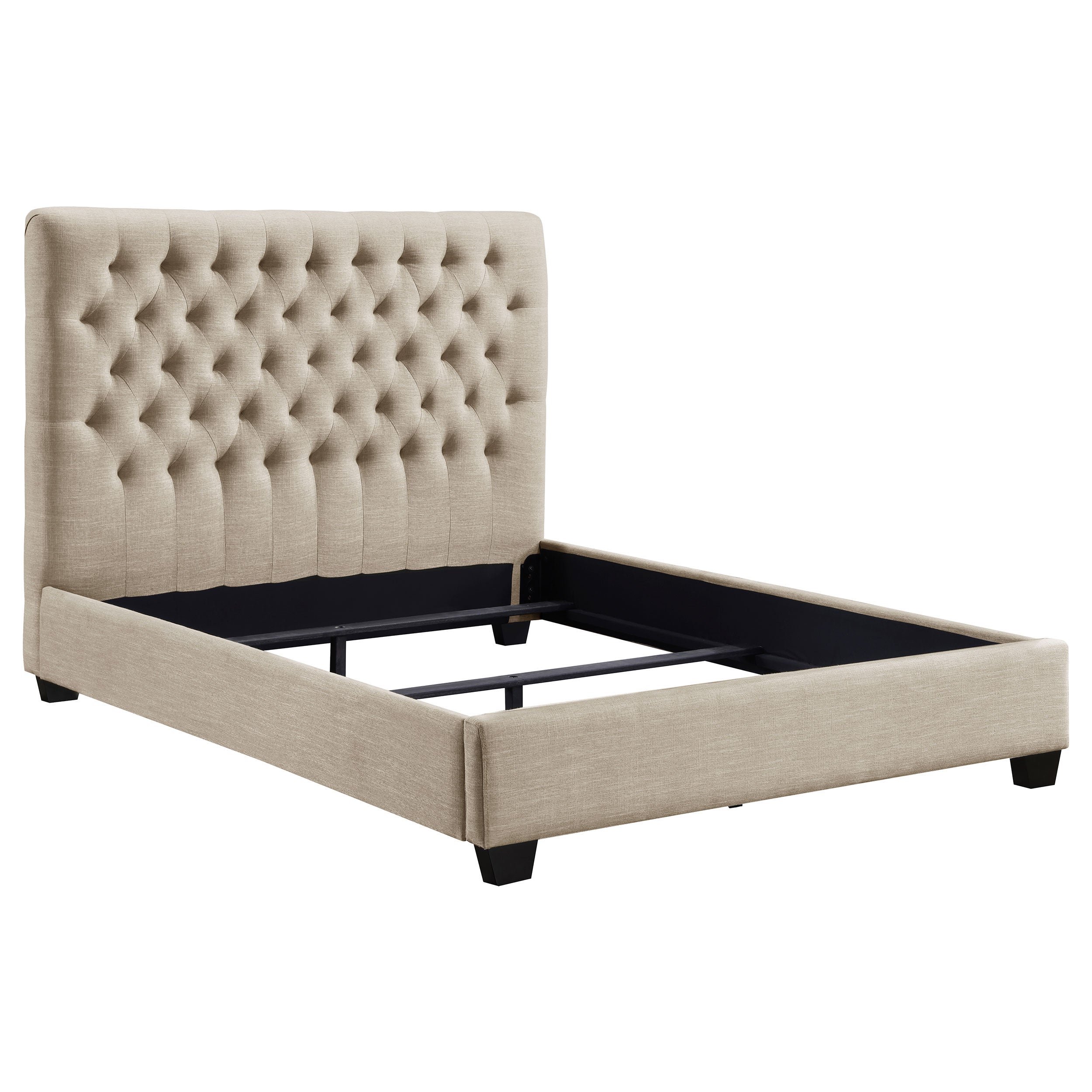 Chloe Upholstered Queen Panel Bed Oatmeal-CoasterEssence