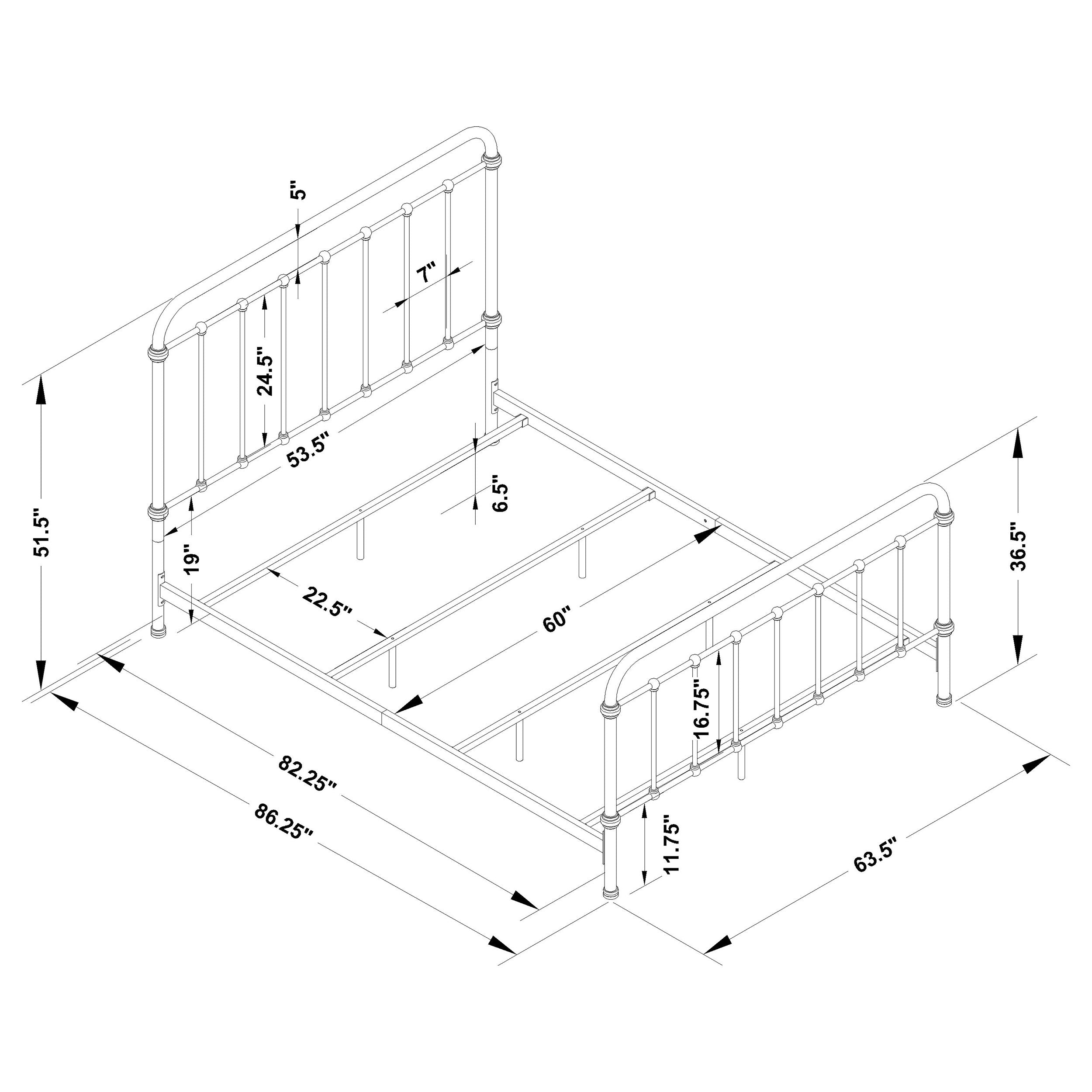Livingston Metal Queen Open Frame Bed Dark Bronze-CoasterEssence