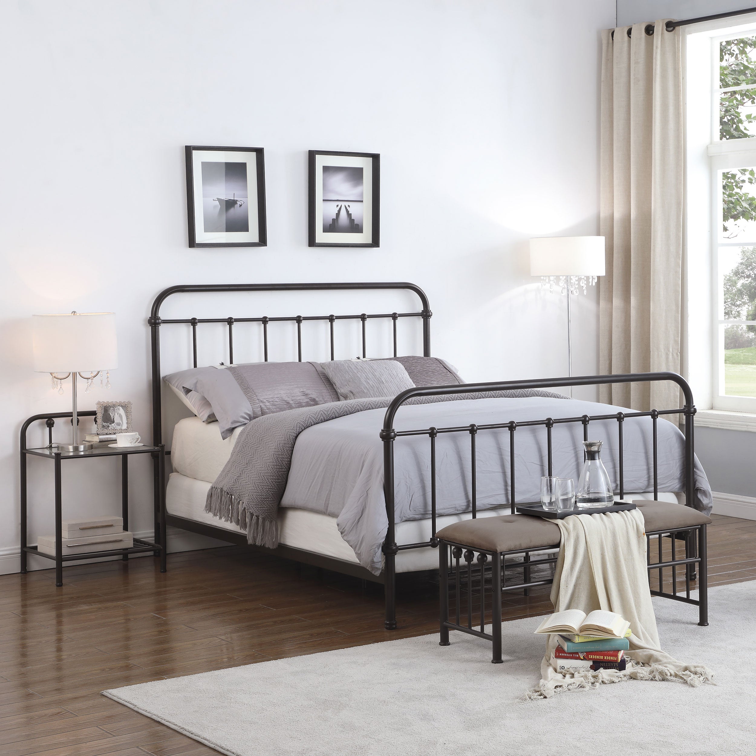 Livingston Metal Queen Open Frame Bed Dark Bronze-CoasterEssence
