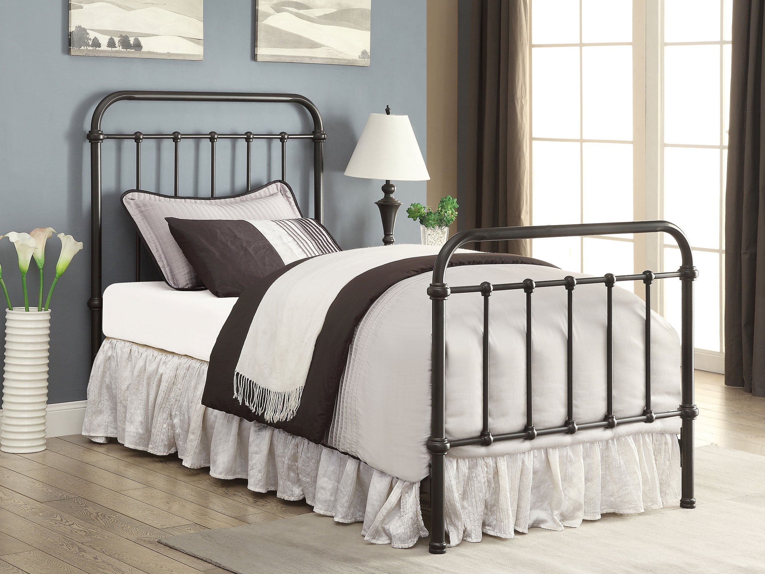 Livingston Metal Twin Open Frame Bed Dark Bronze-CoasterEssence