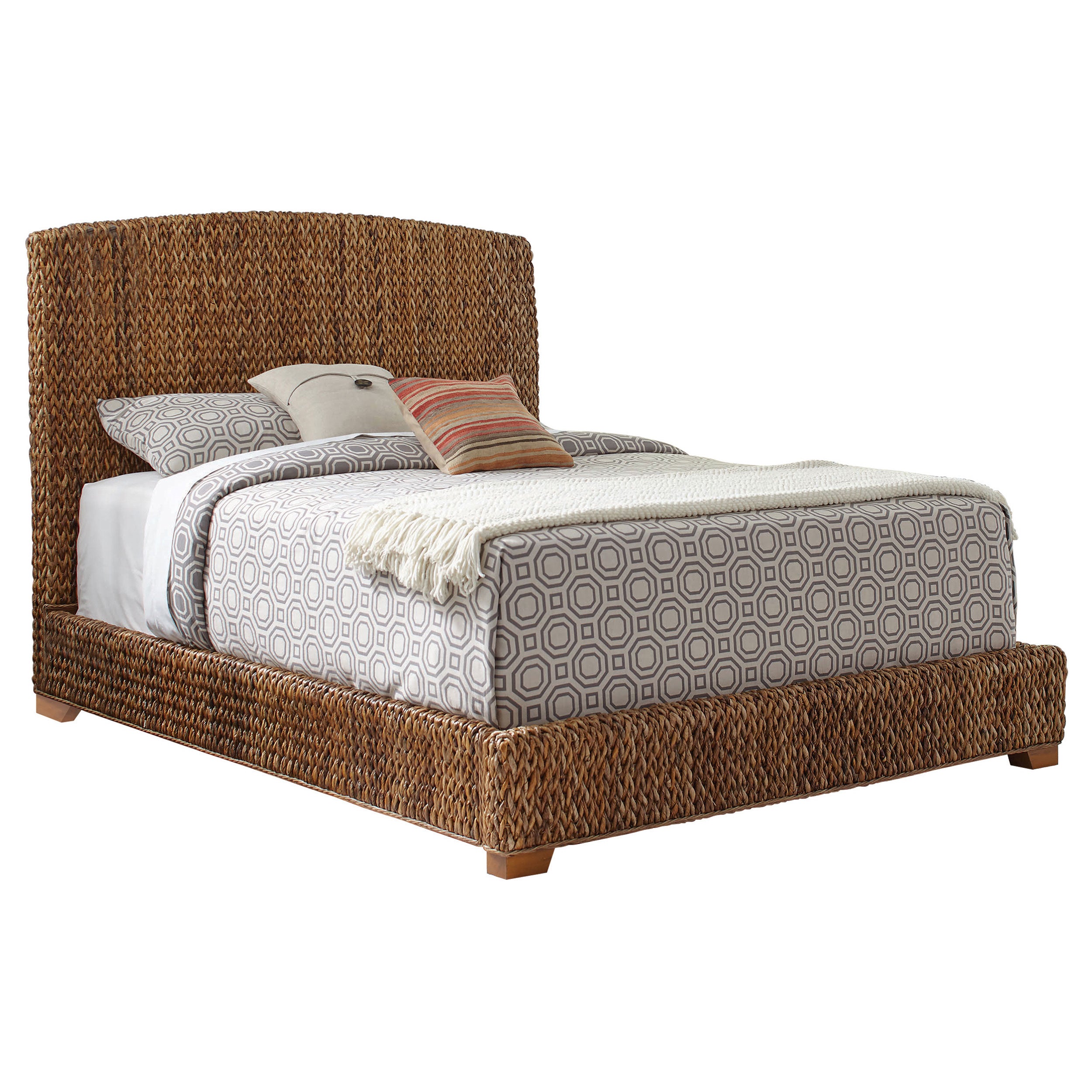 Laughton Banana Leaf Queen Panel Bed Amber-CoasterEssence