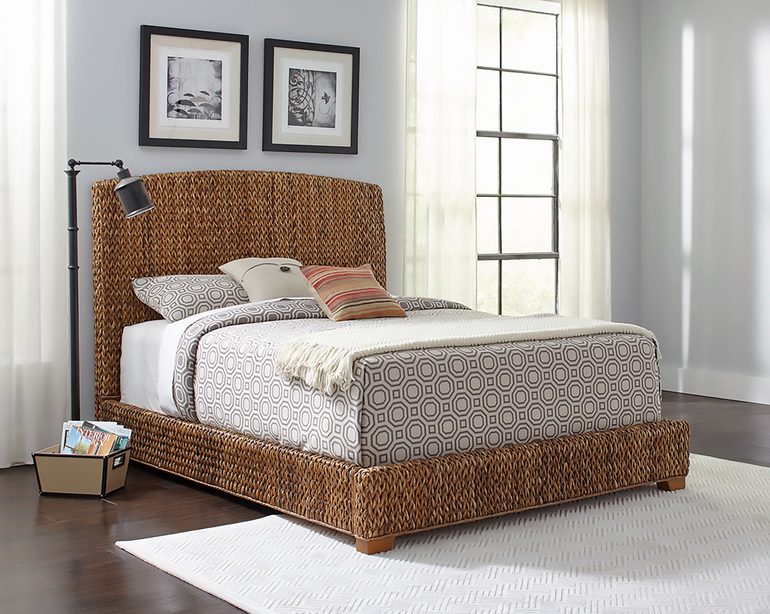 Laughton Banana Leaf Queen Panel Bed Amber-CoasterEssence