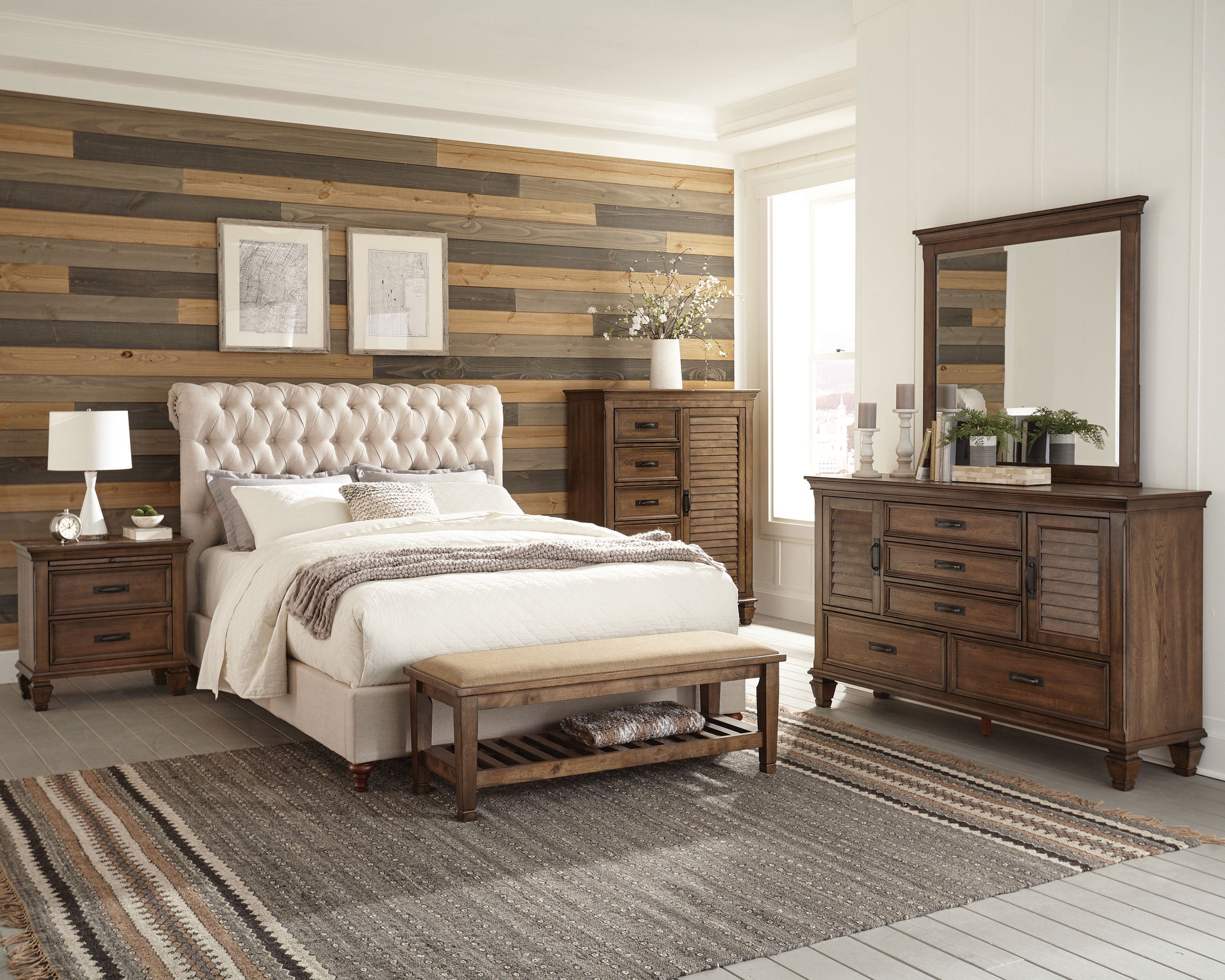 Devon 57-inch Upholstered Queen Panel Bed Beige-CoasterEssence