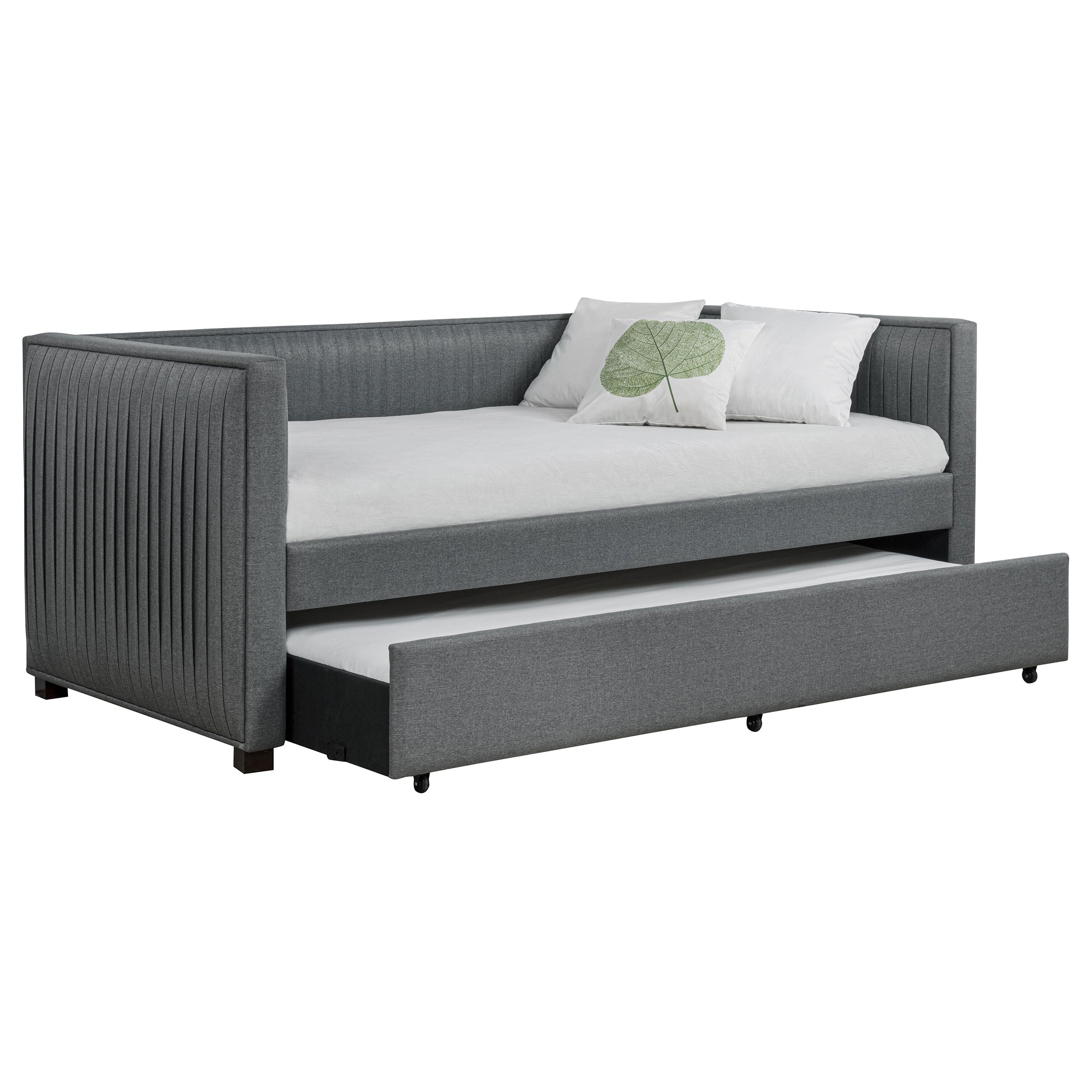 Brodie Upholstered Twin Daybed with Trundle Grey-CoasterEssence
