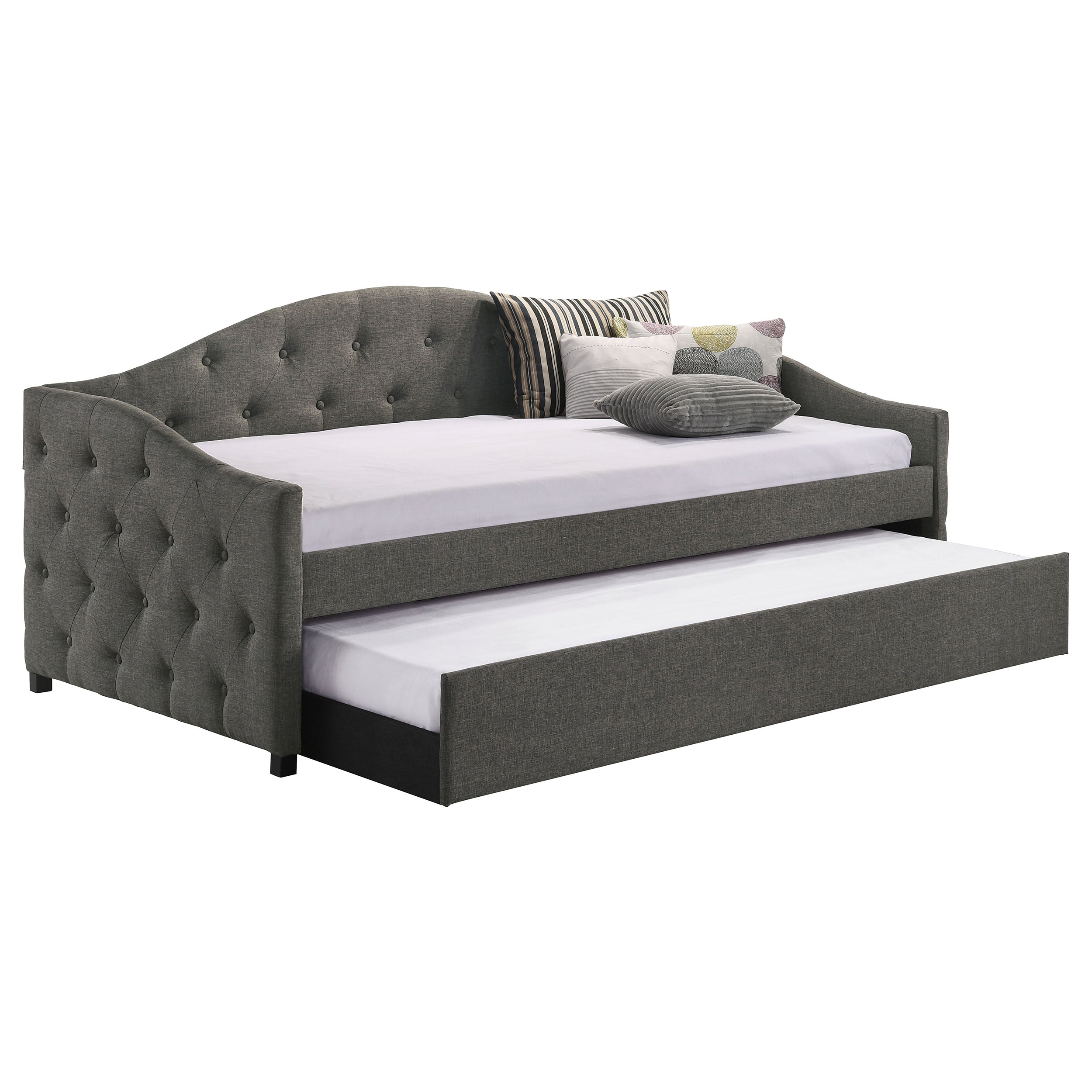 Sadie Upholstered Twin Daybed with Trundle Grey-CoasterEveryday