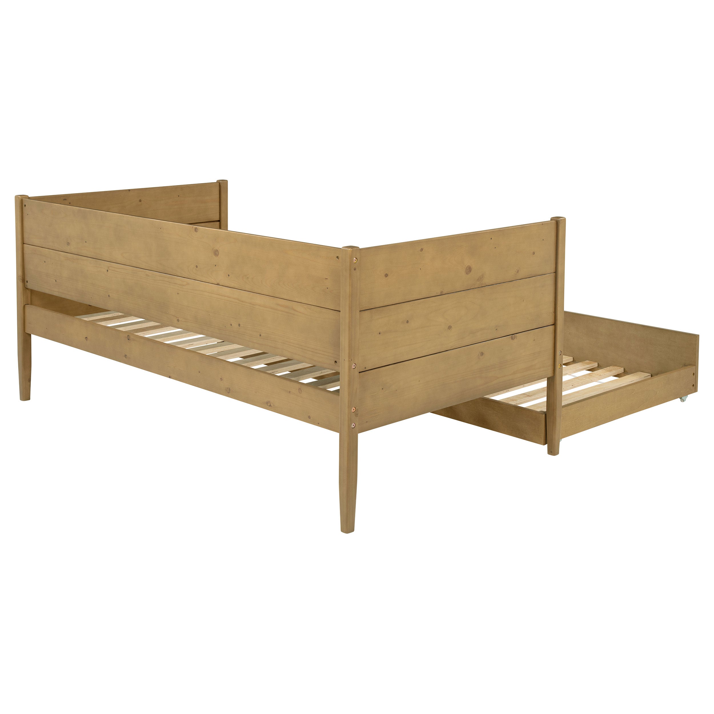 Calinda Wood Twin Daybed With Trundle Natural-