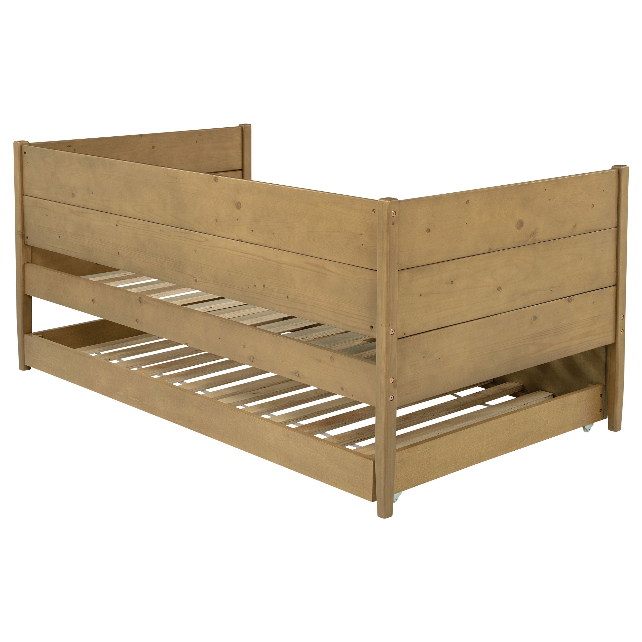 Calinda Wood Twin Daybed With Trundle Natural-