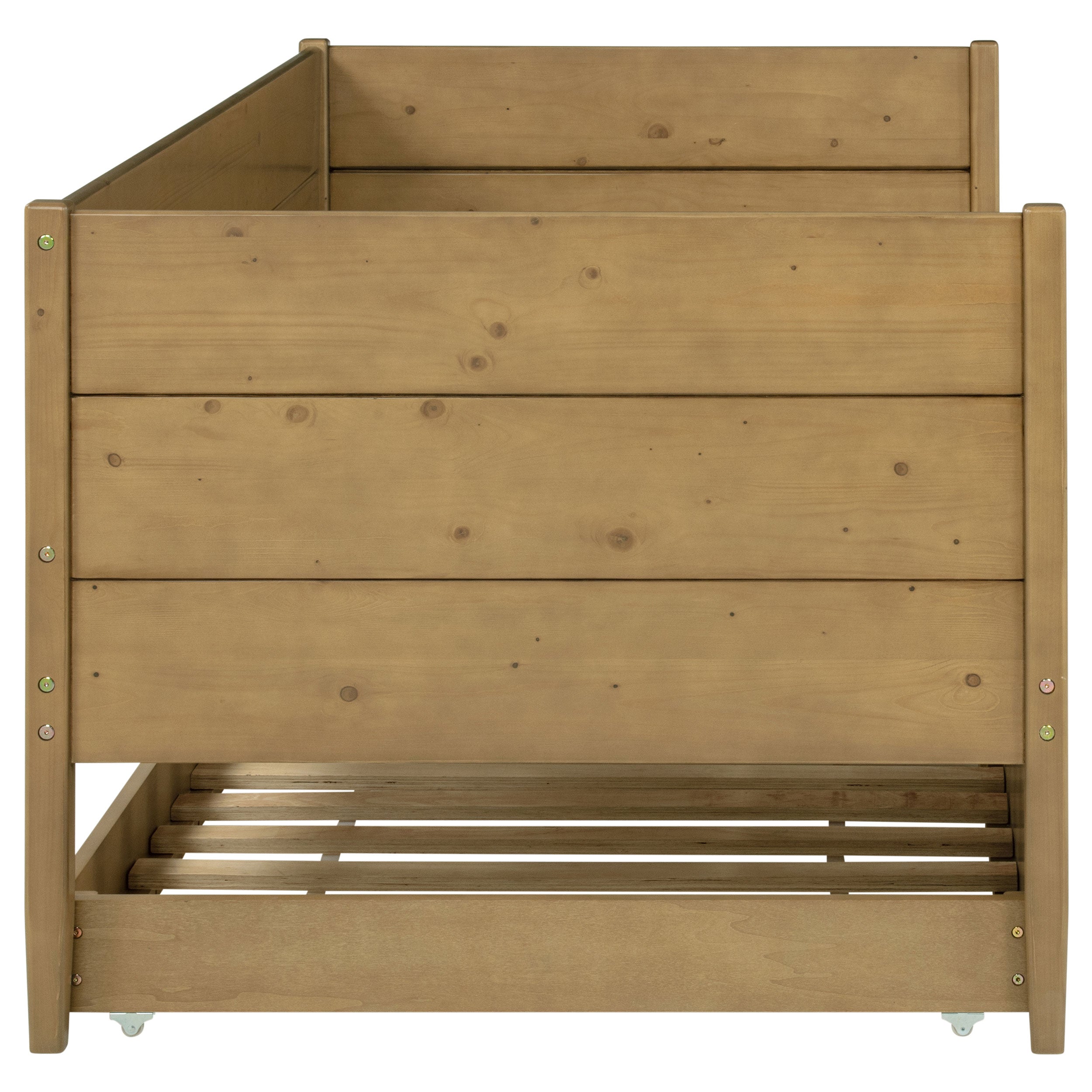 Calinda Wood Twin Daybed With Trundle Natural-