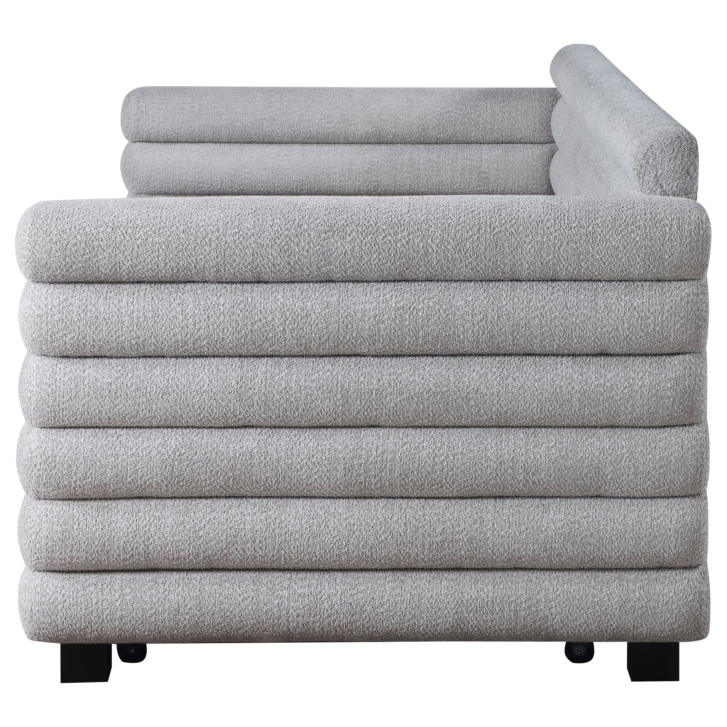 Patricia Boucle Upholstered Twin Day Bed with Trundle Grey -