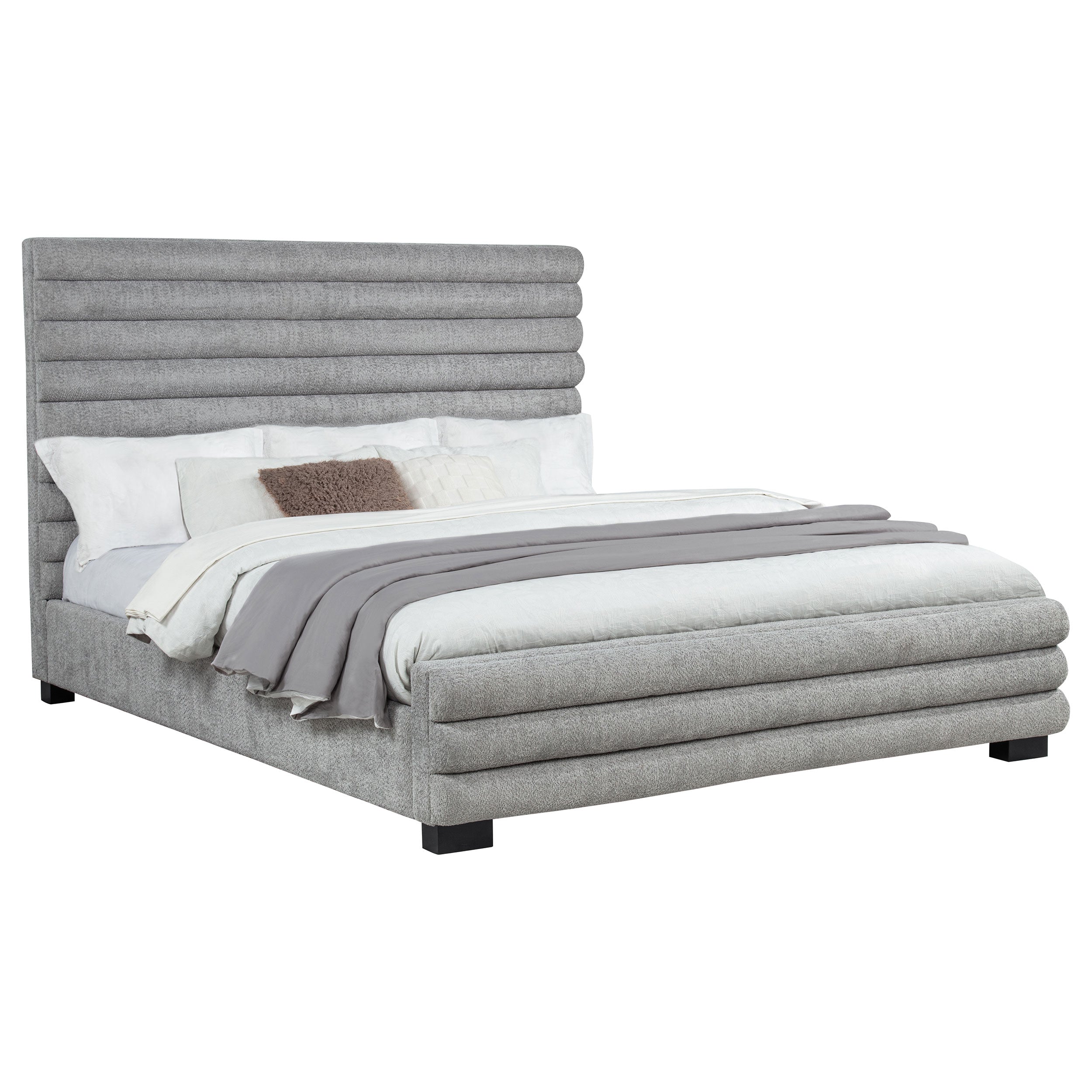 Patricia 58-inch Boucle Upholstered California King Bed Grey-