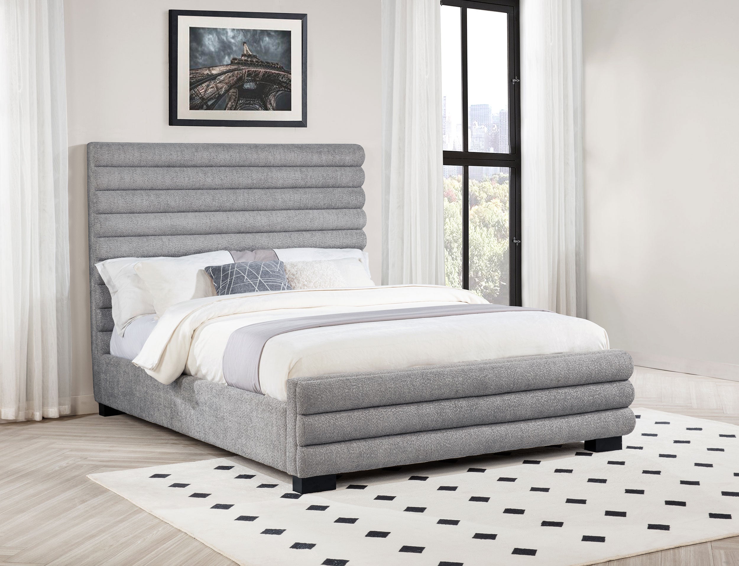 Patricia 58-inch Boucle Upholstered Queen Bed Grey-