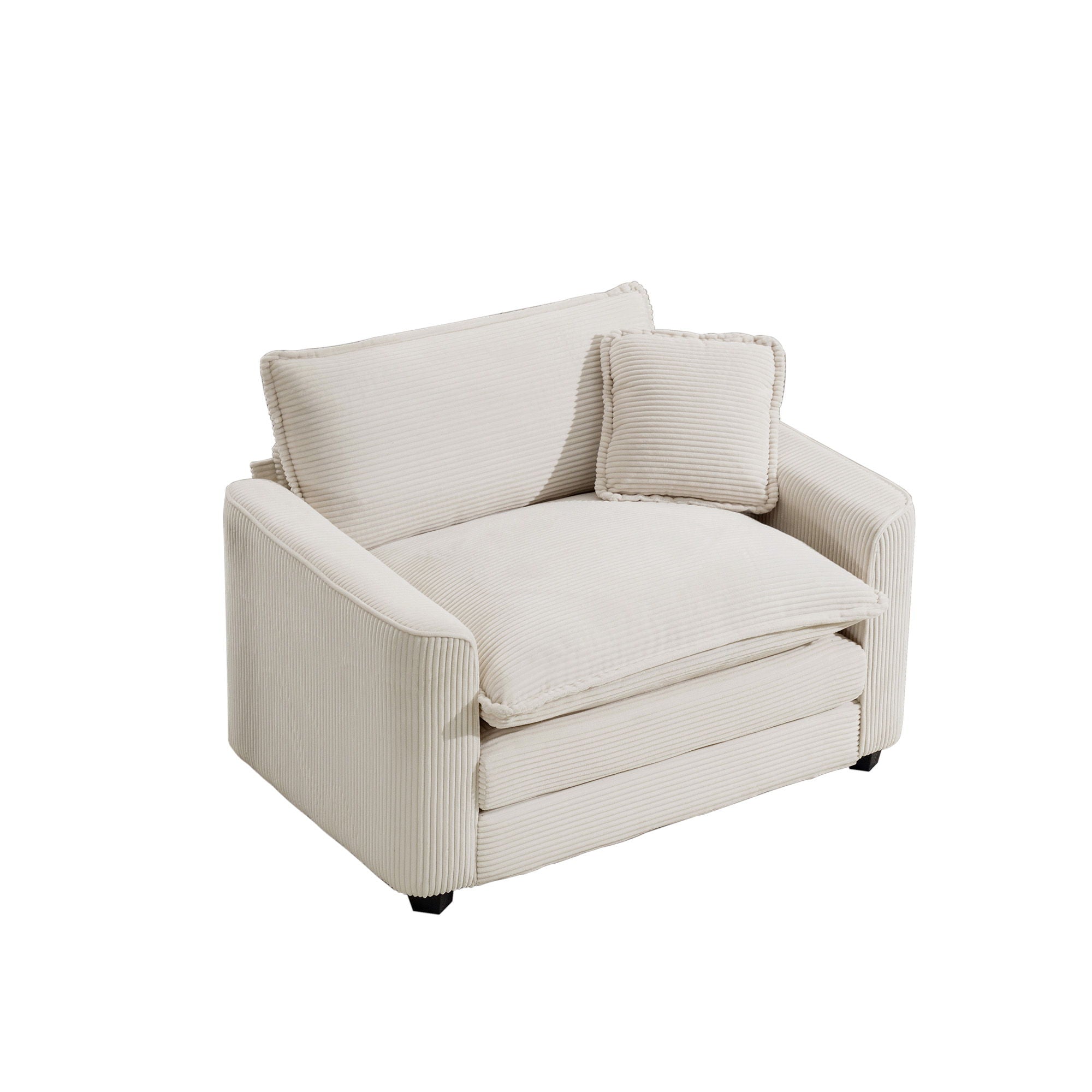 Modern Classic Corduroy Fabric Single Chair Deep Seat Sofa With Pillow