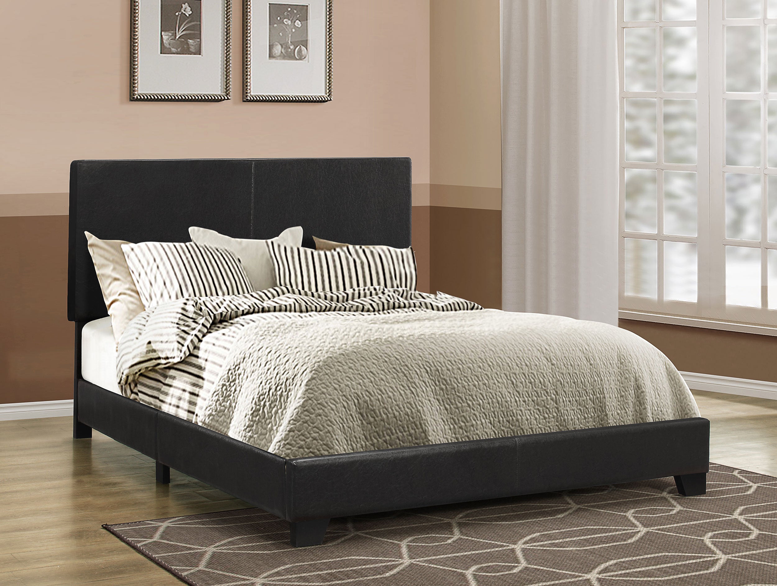 Dorian Faux Leather Upholstered Full Panel Bed Black-CoasterEveryday