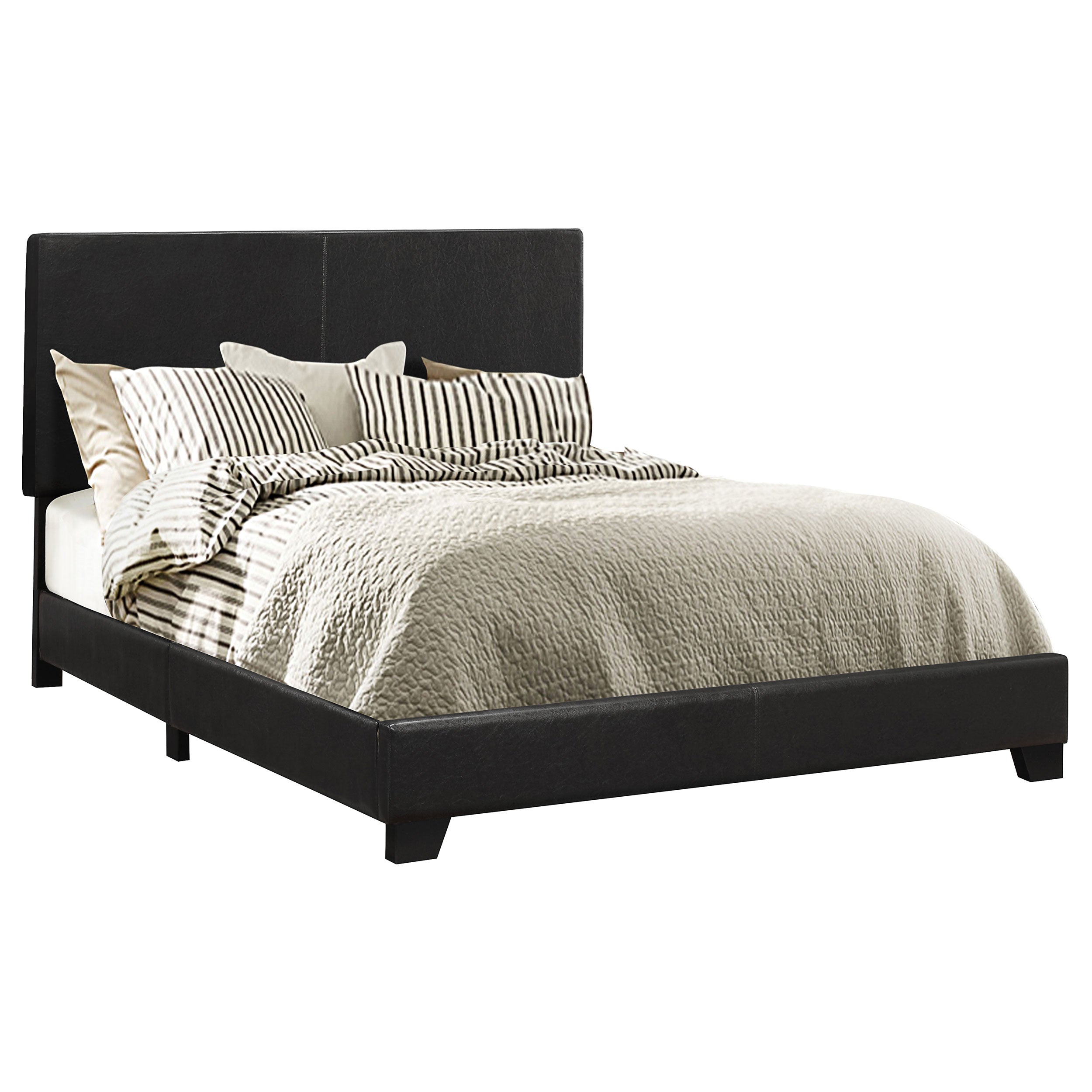 Dorian Faux Leather Upholstered Full Panel Bed Black-CoasterEveryday