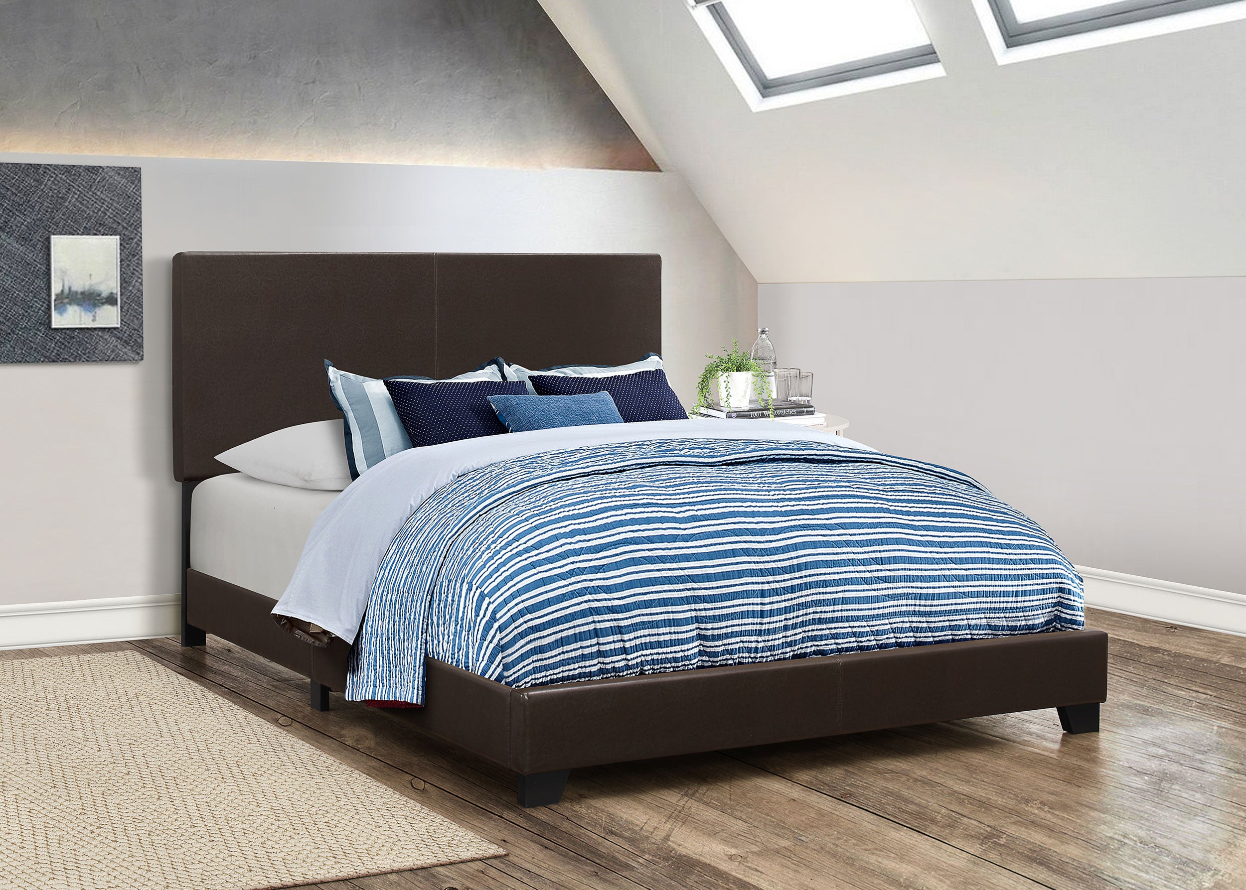 Dorian Faux Leather Upholstered Full Panel Bed Brown-CoasterEveryday