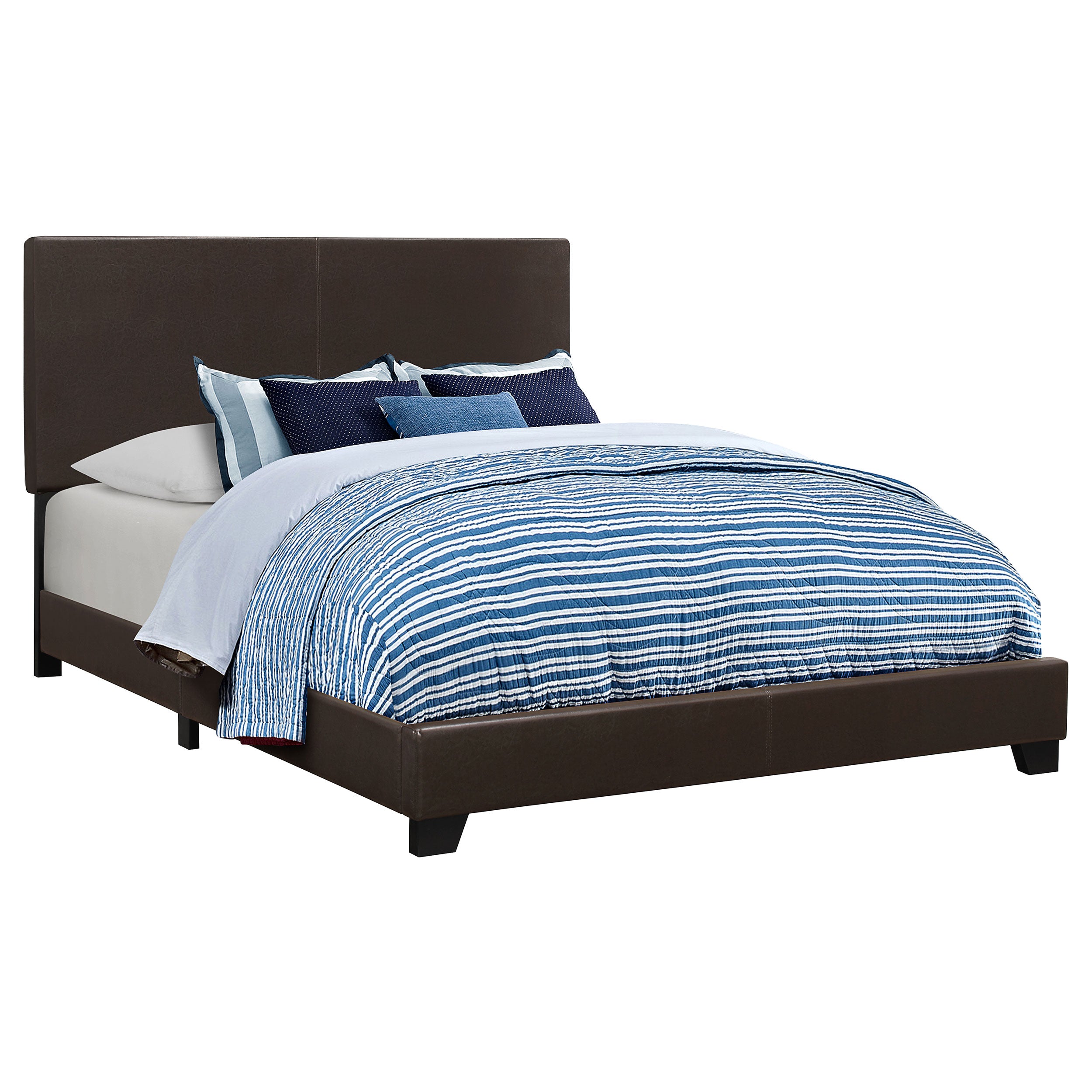 Dorian Faux Leather Upholstered Full Panel Bed Brown-CoasterEveryday