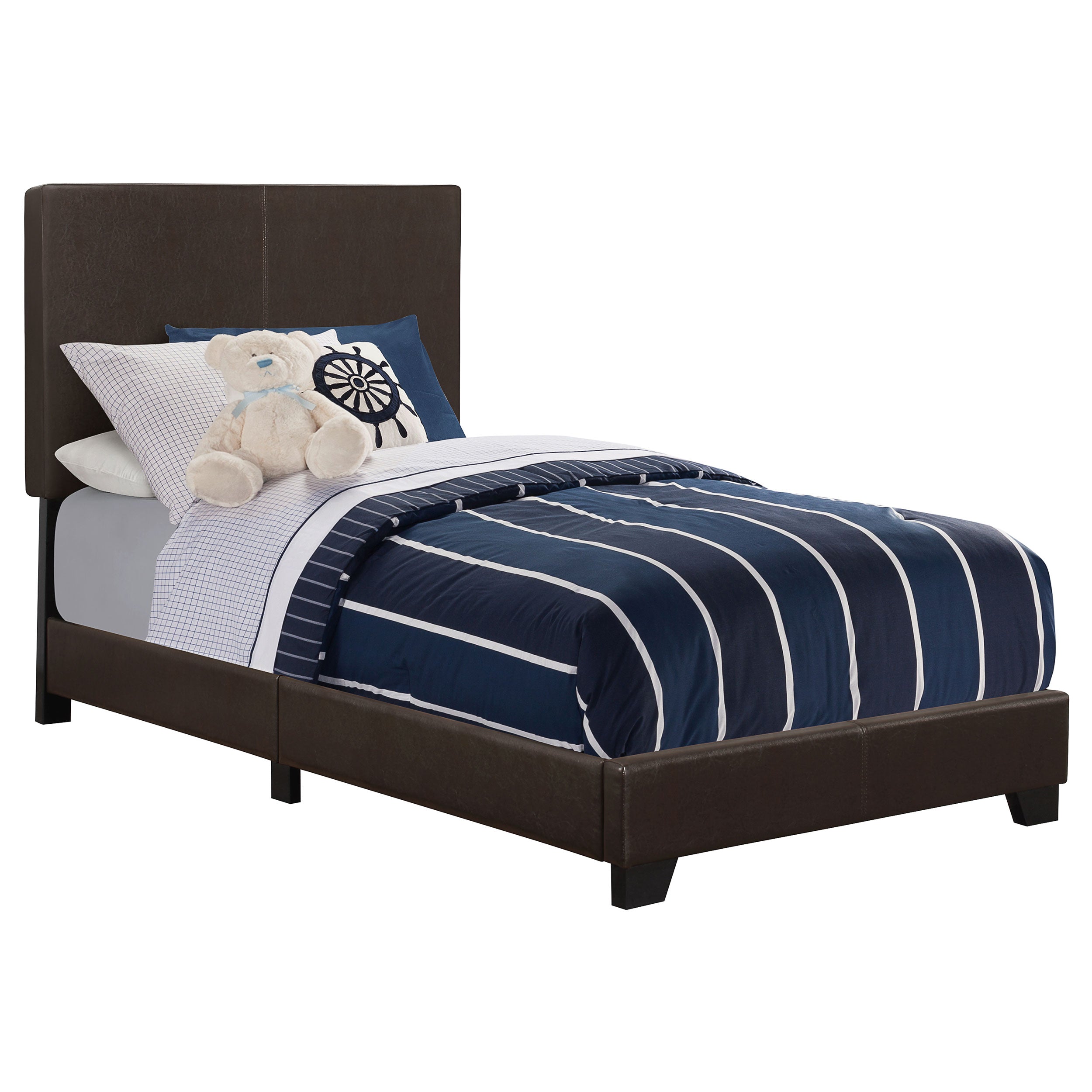 Dorian Faux Leather Upholstered Twin Panel Bed Brown-CoasterEveryday
