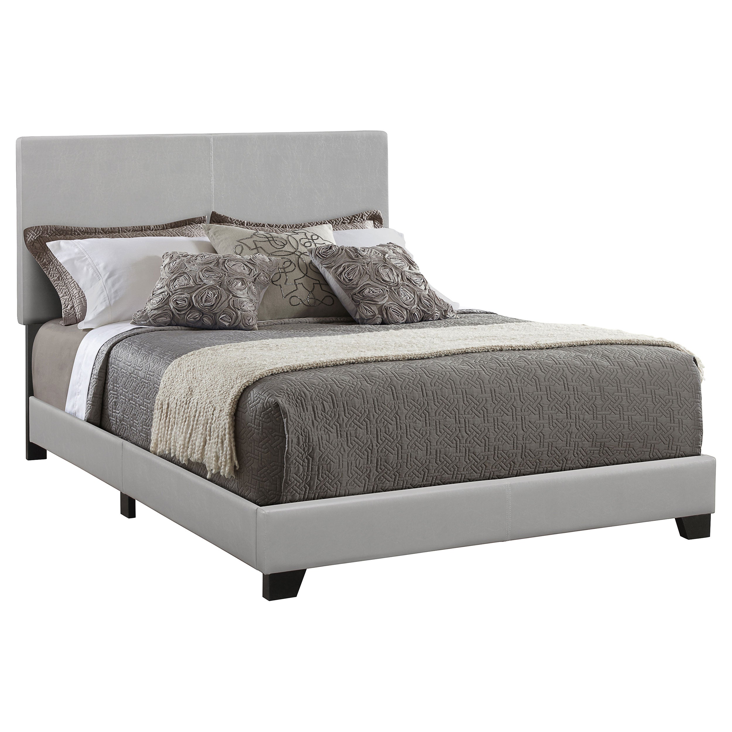 Dorian Faux Leather Upholstered Eastern King Panel Bed Grey-CoasterEveryday