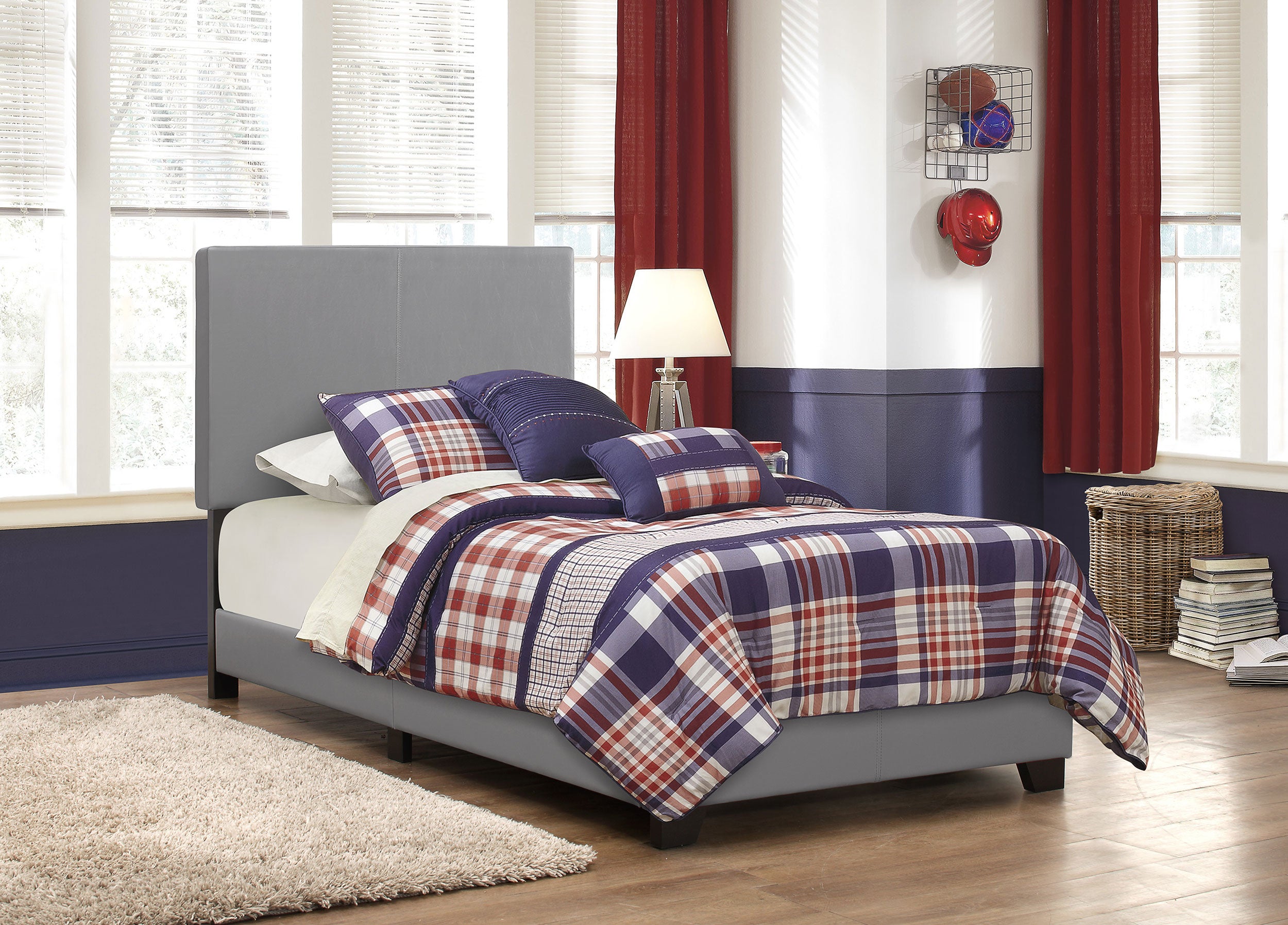 Dorian Faux Leather Upholstered Twin Panel Bed Grey-CoasterEveryday