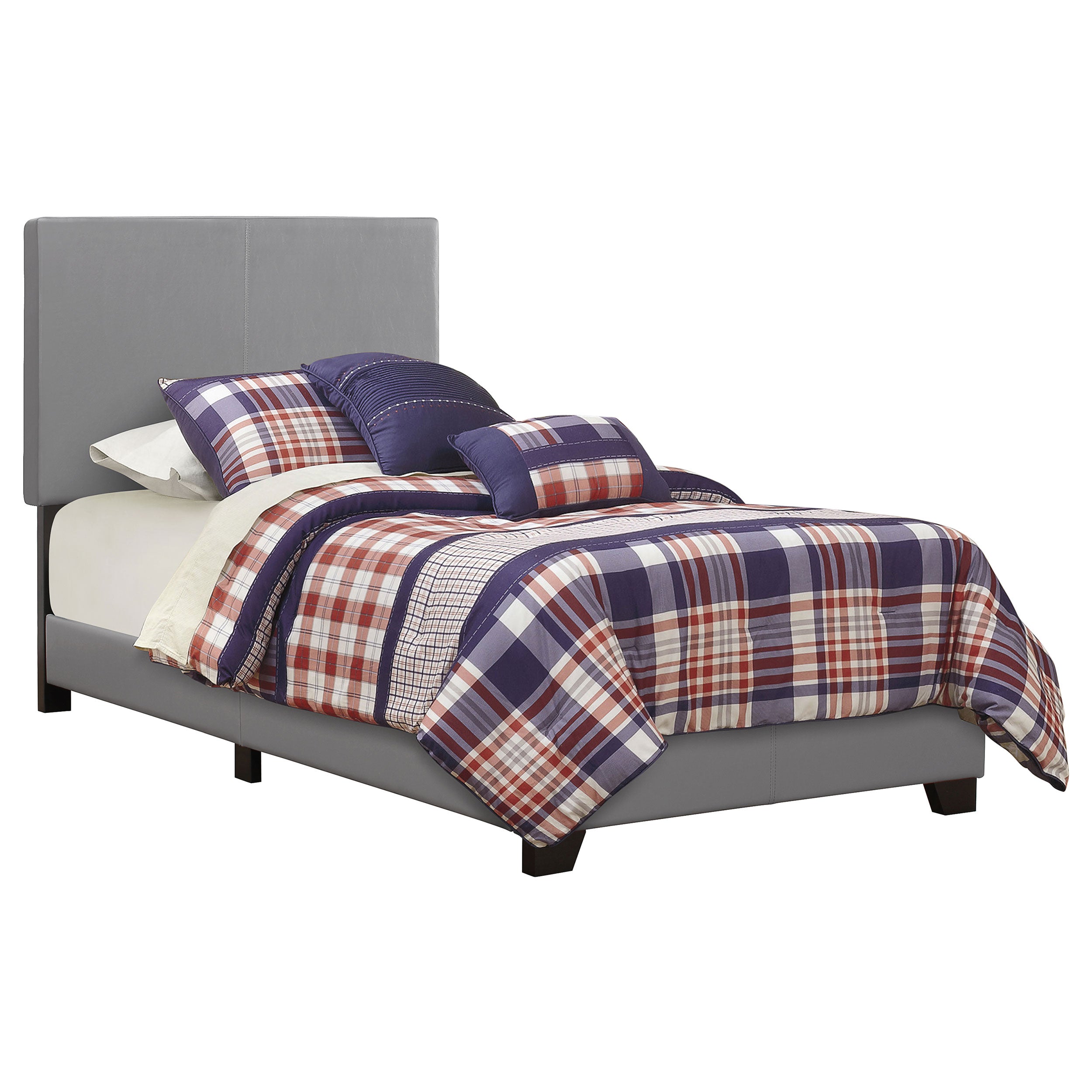 Dorian Faux Leather Upholstered Twin Panel Bed Grey-CoasterEveryday